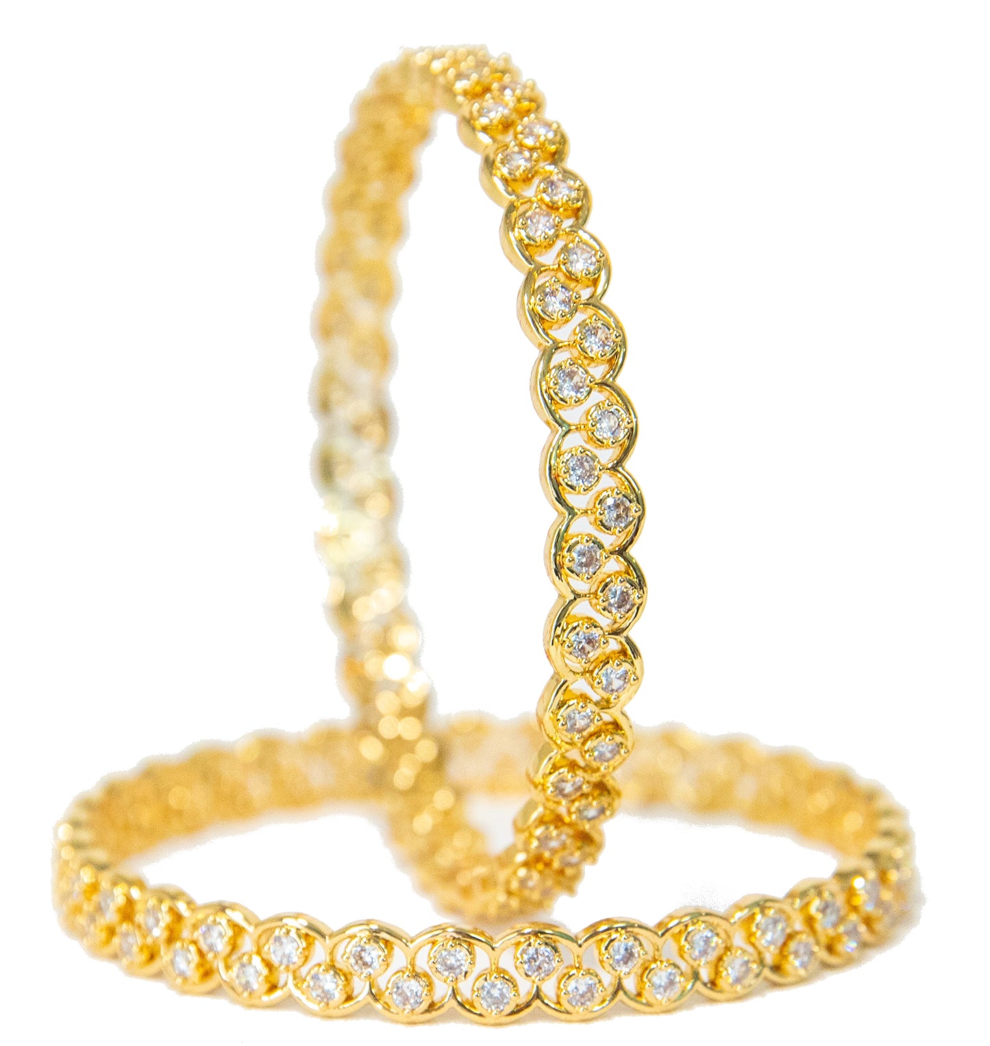 Swara Creations Gold Plated Bangles/Kadas/Brass-Metal Alloy & Diamond cutting stone-handwork/Designer bangles kadas/AD work/Set of 2 for women & girls(SKU272)