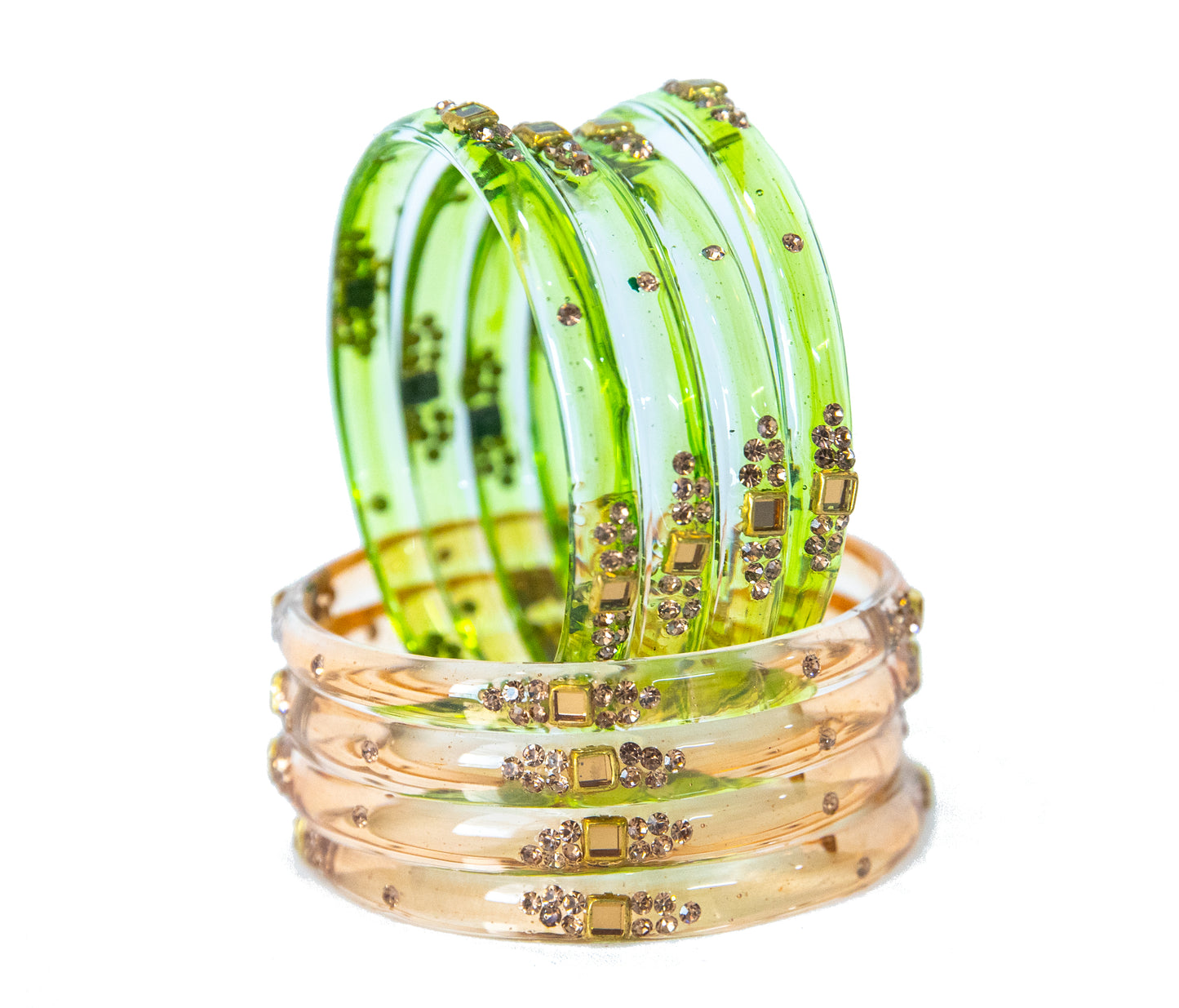 Stonework Multicolor Glass Bangles set