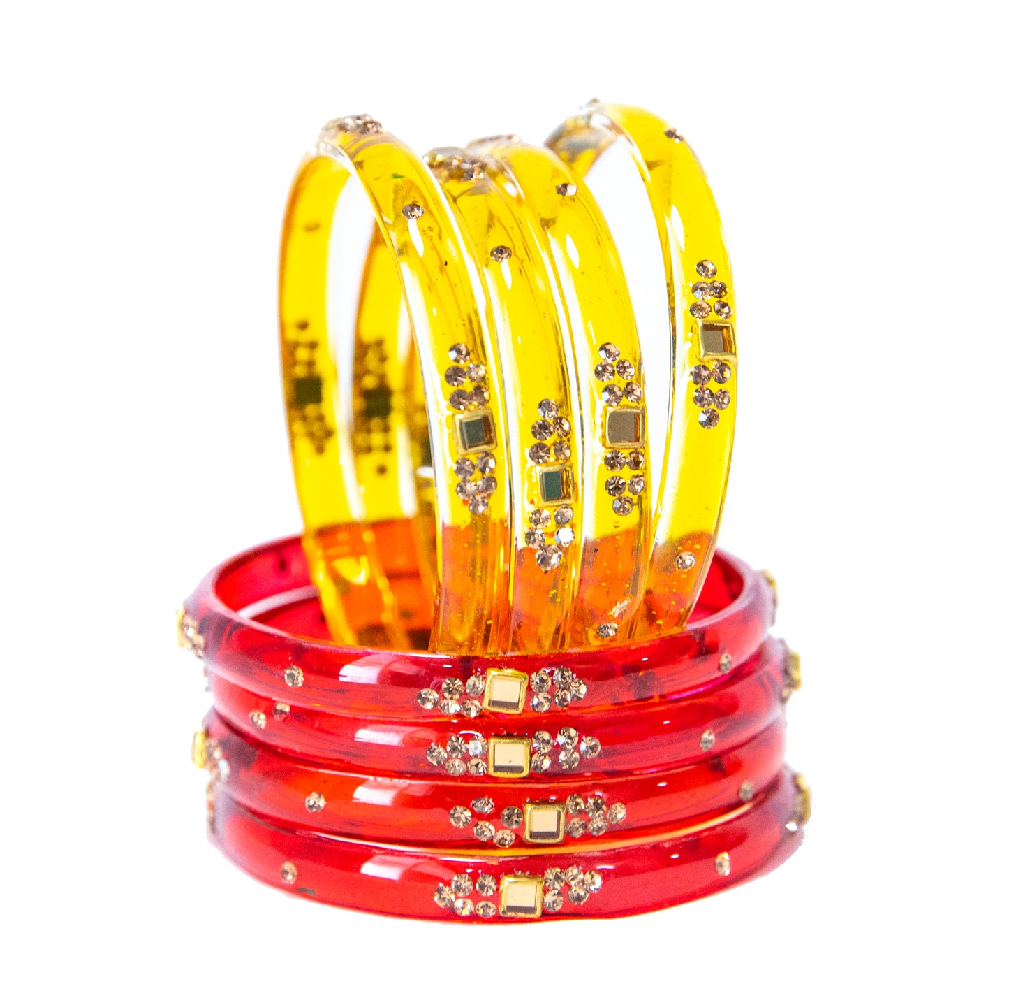Stonework Multicolor Glass Bangles set