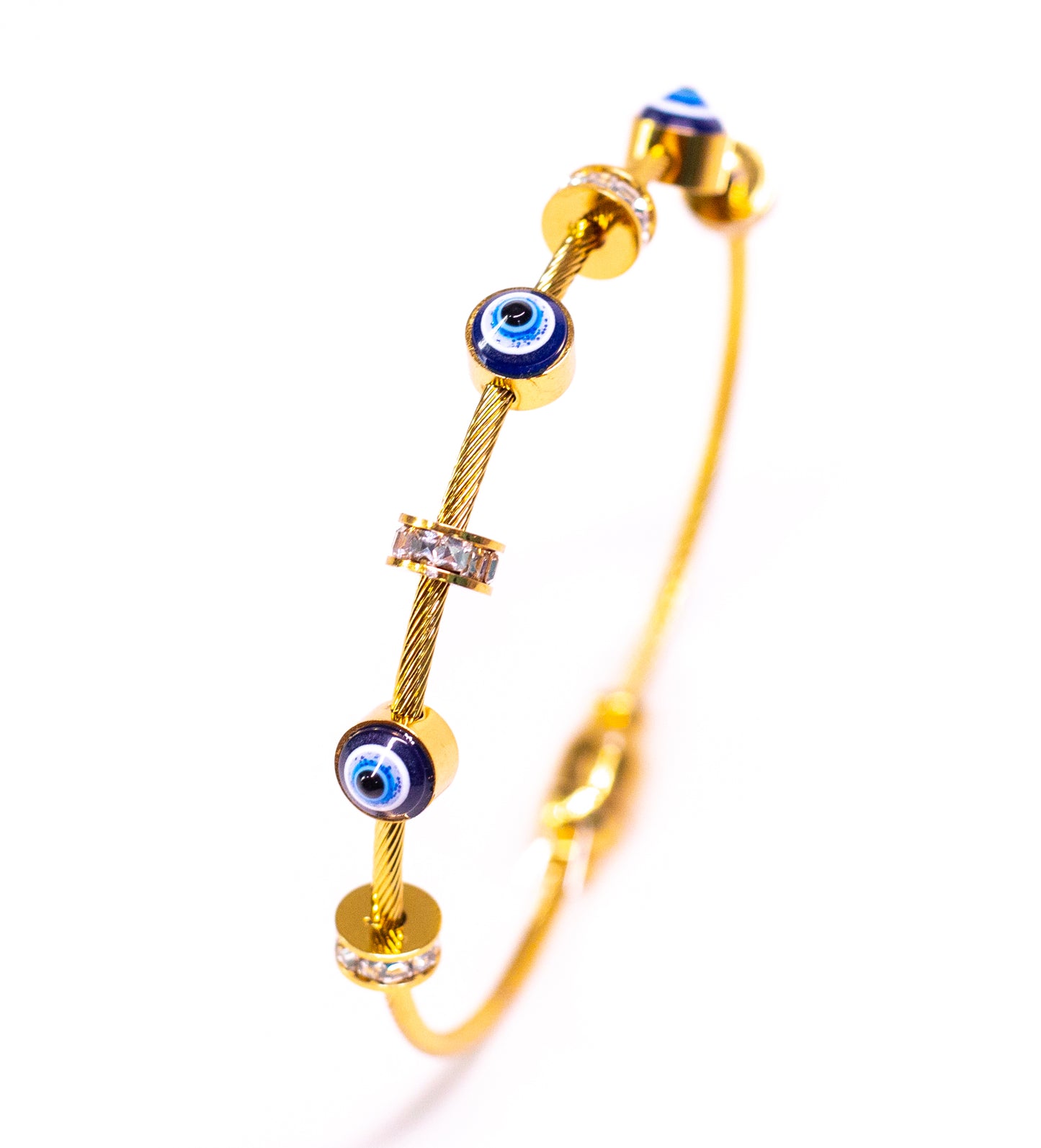 Stone Golden Metal Bangle Bracelet Set