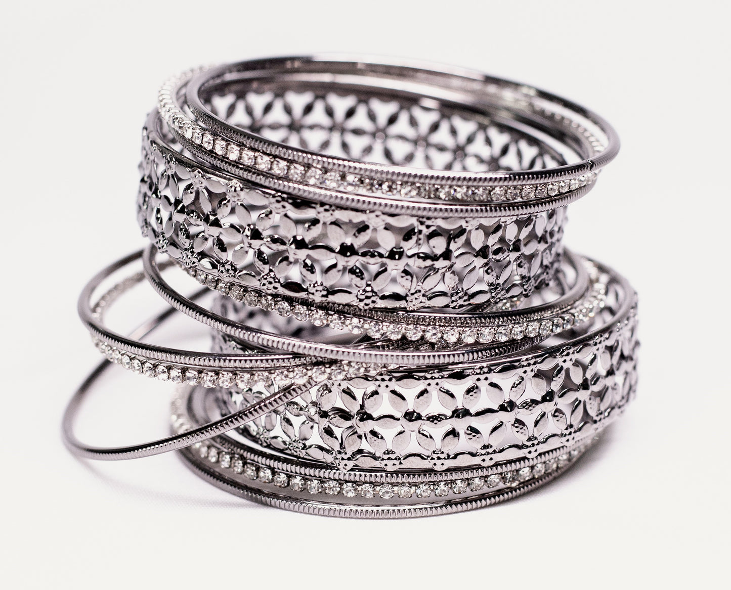 Zircon Work Gold Plated Metal Bangles Set