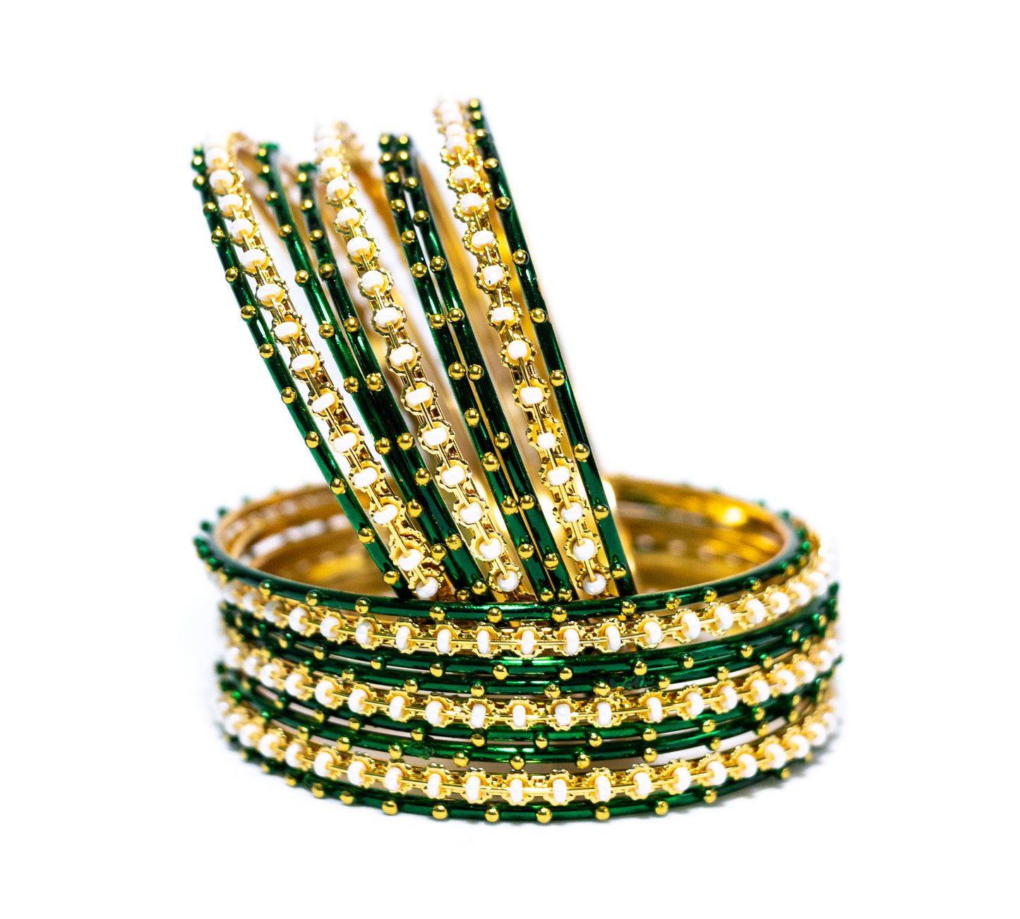 Stone Gold Plated Metal Bangles Set
