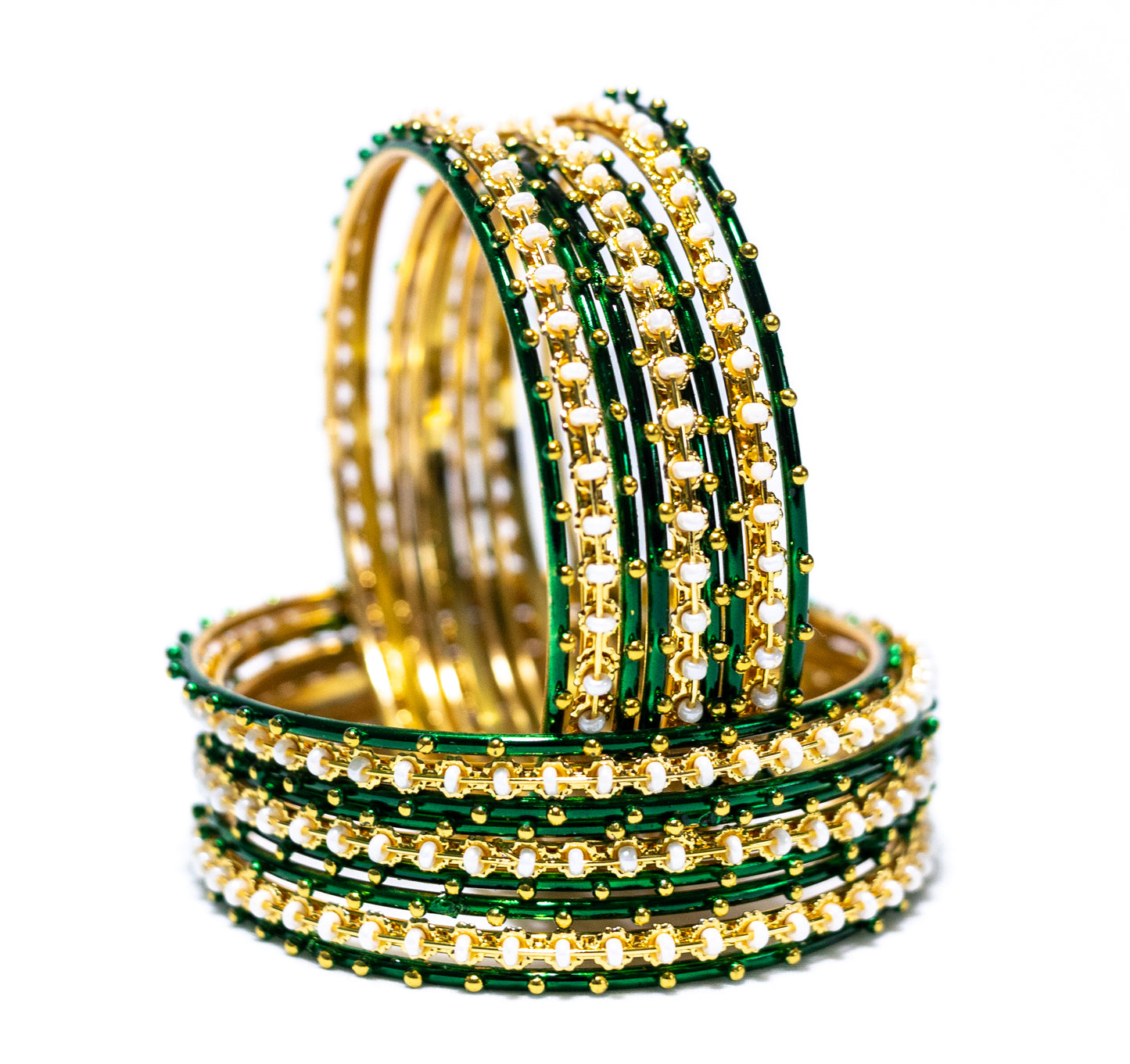 Stone Gold Plated Metal Bangles Set
