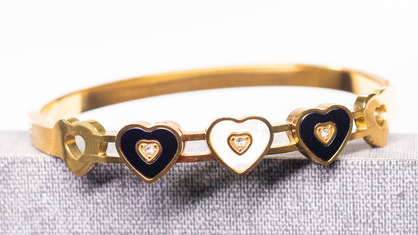 Stone Golden Metal Bangle Bracelet Set