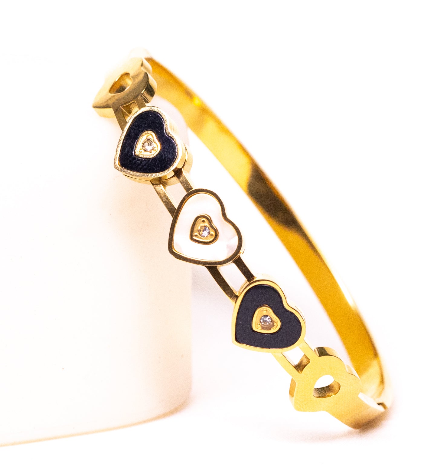 Stone Golden Metal Bangle Bracelet Set