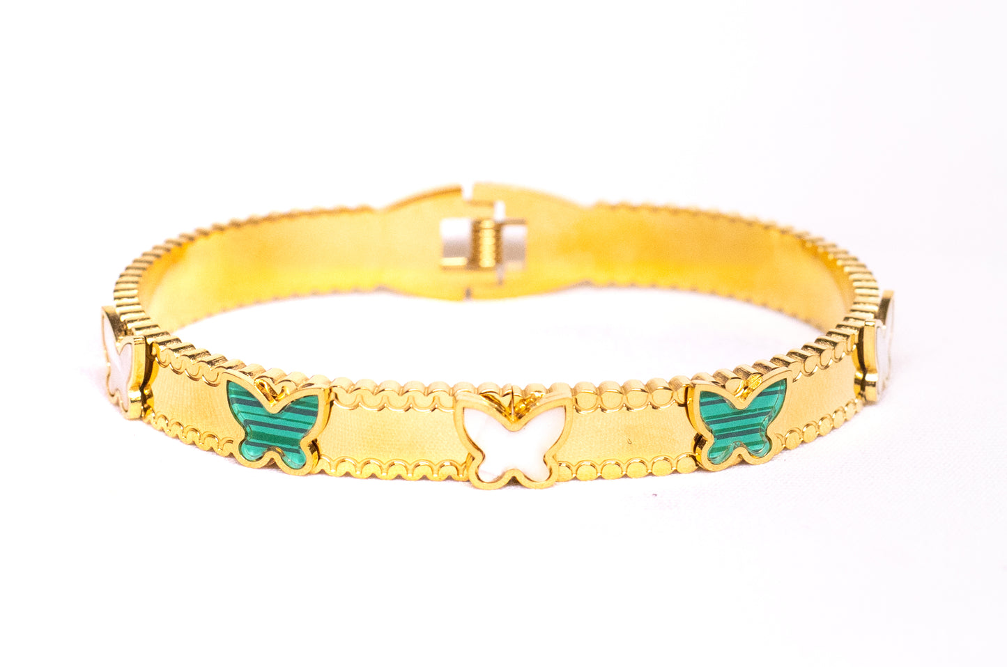 Stone Golden Metal Bangle Bracelet Set