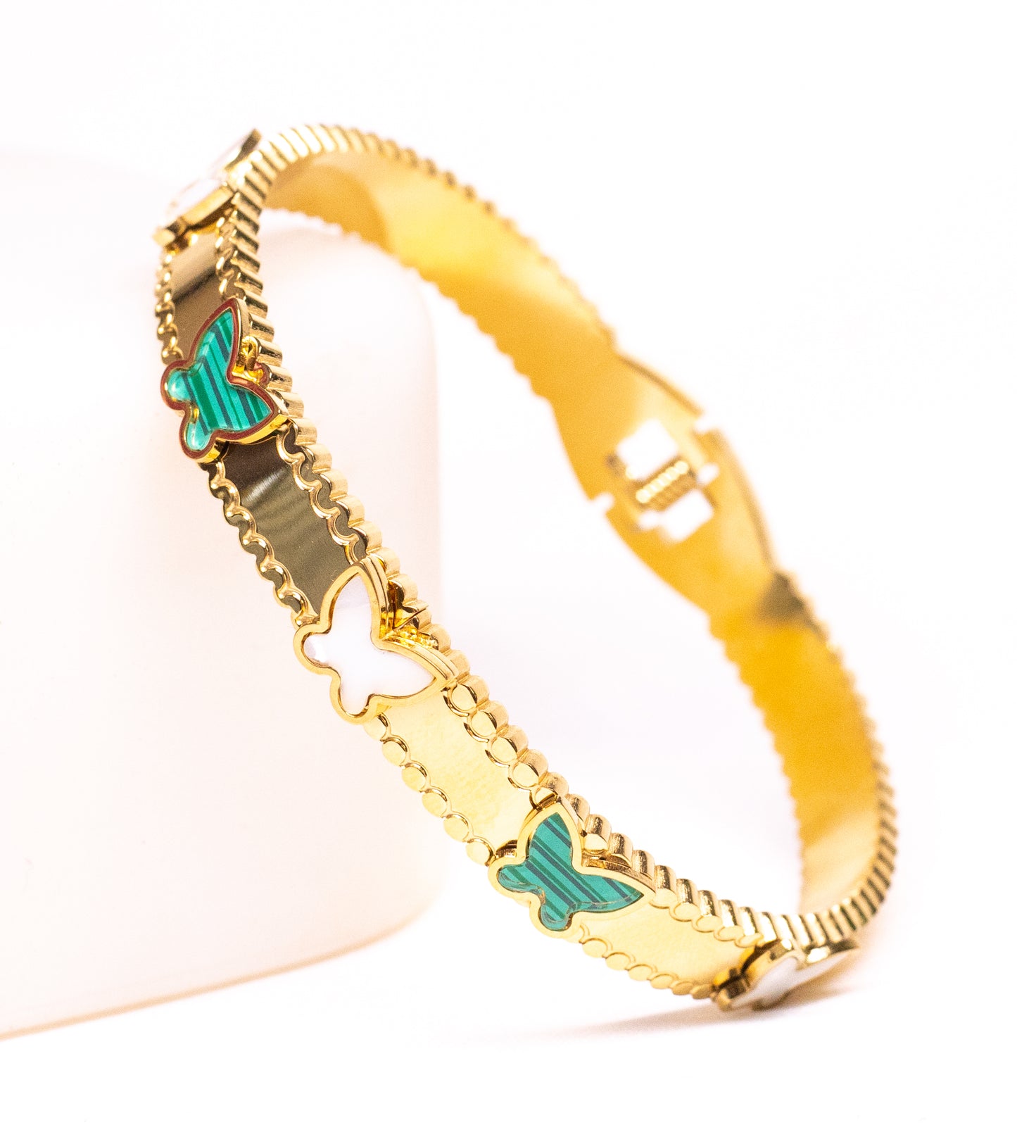 Stone Golden Metal Bangle Bracelet Set