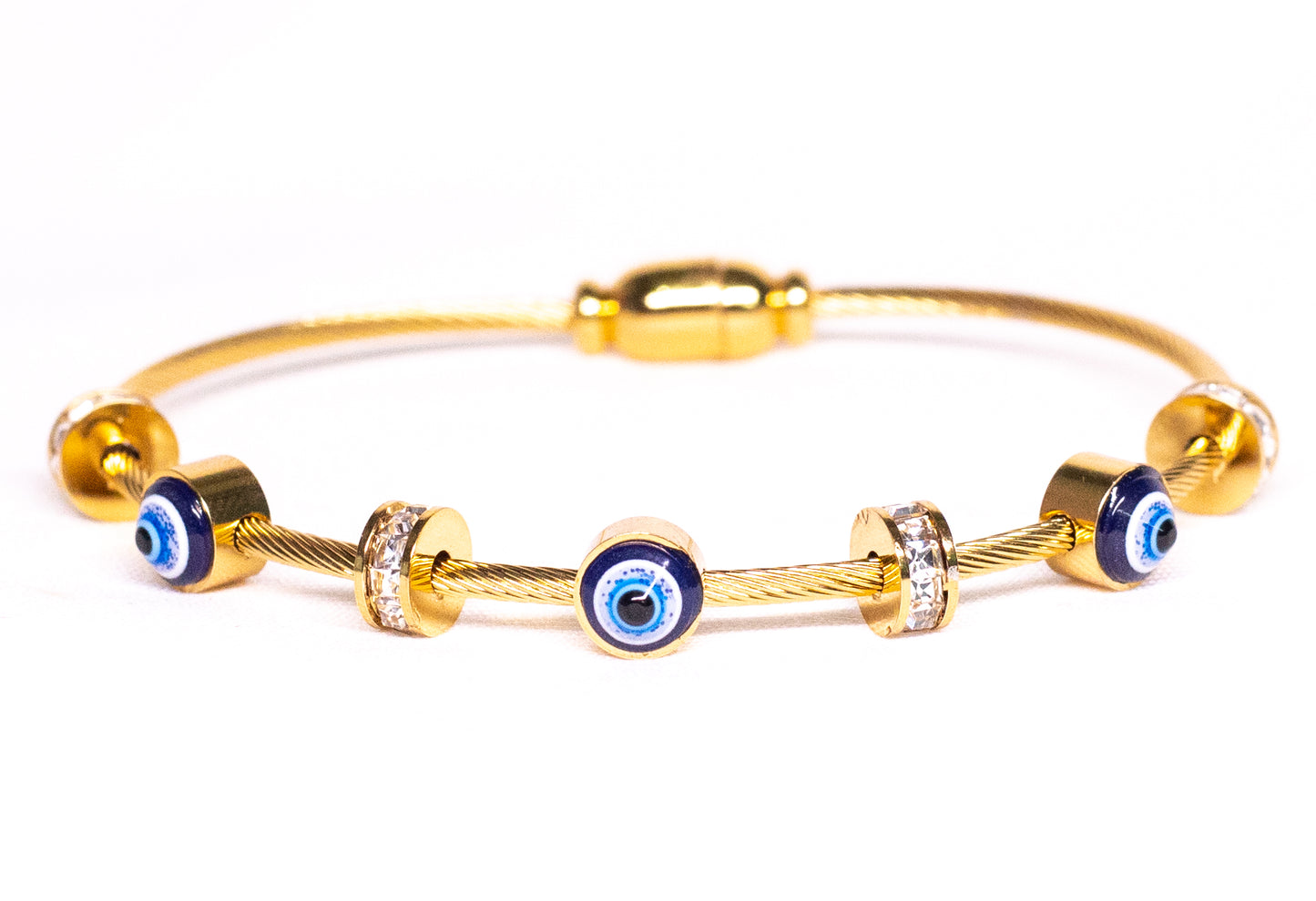 Stone Golden Metal Bangle Bracelet Set