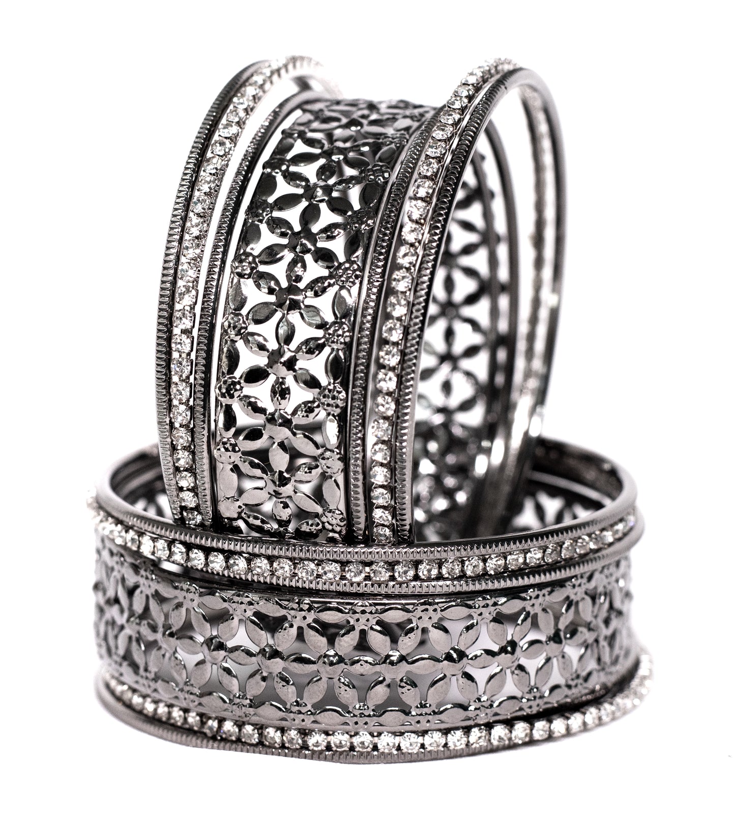 Zircon Work Gold Plated Metal Bangles Set