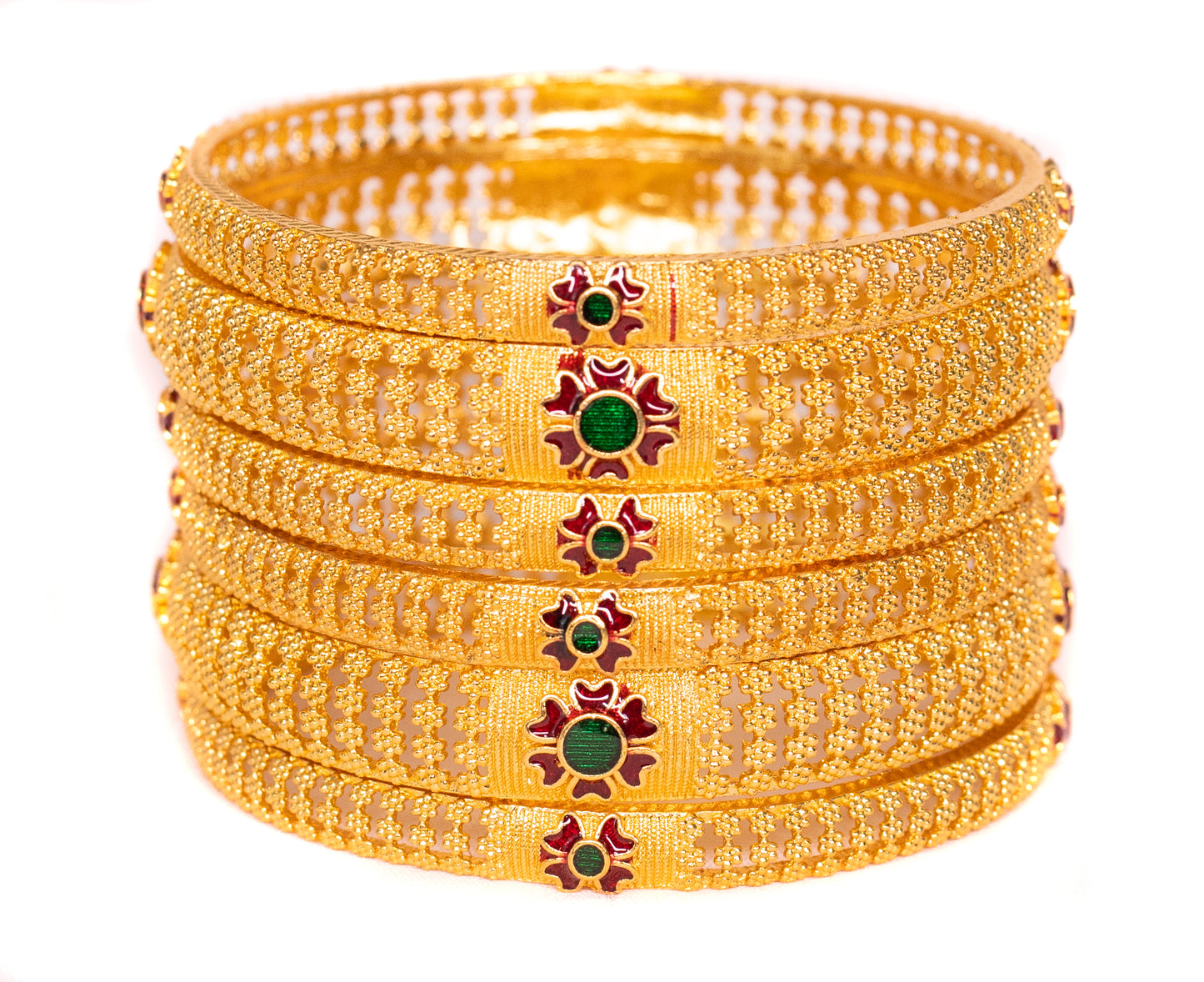 Hand Work Gold Brass BanglesKada Set