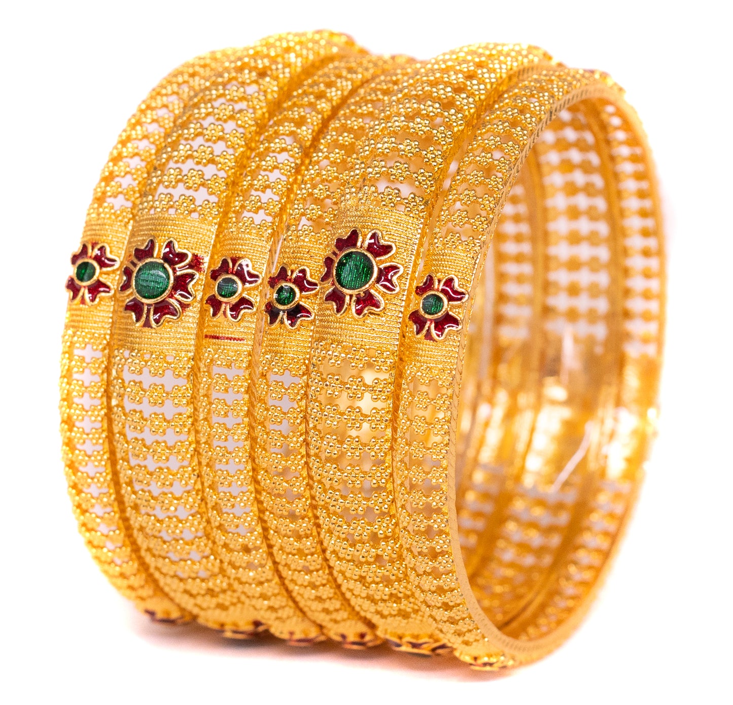 Hand Work Gold Brass BanglesKada Set