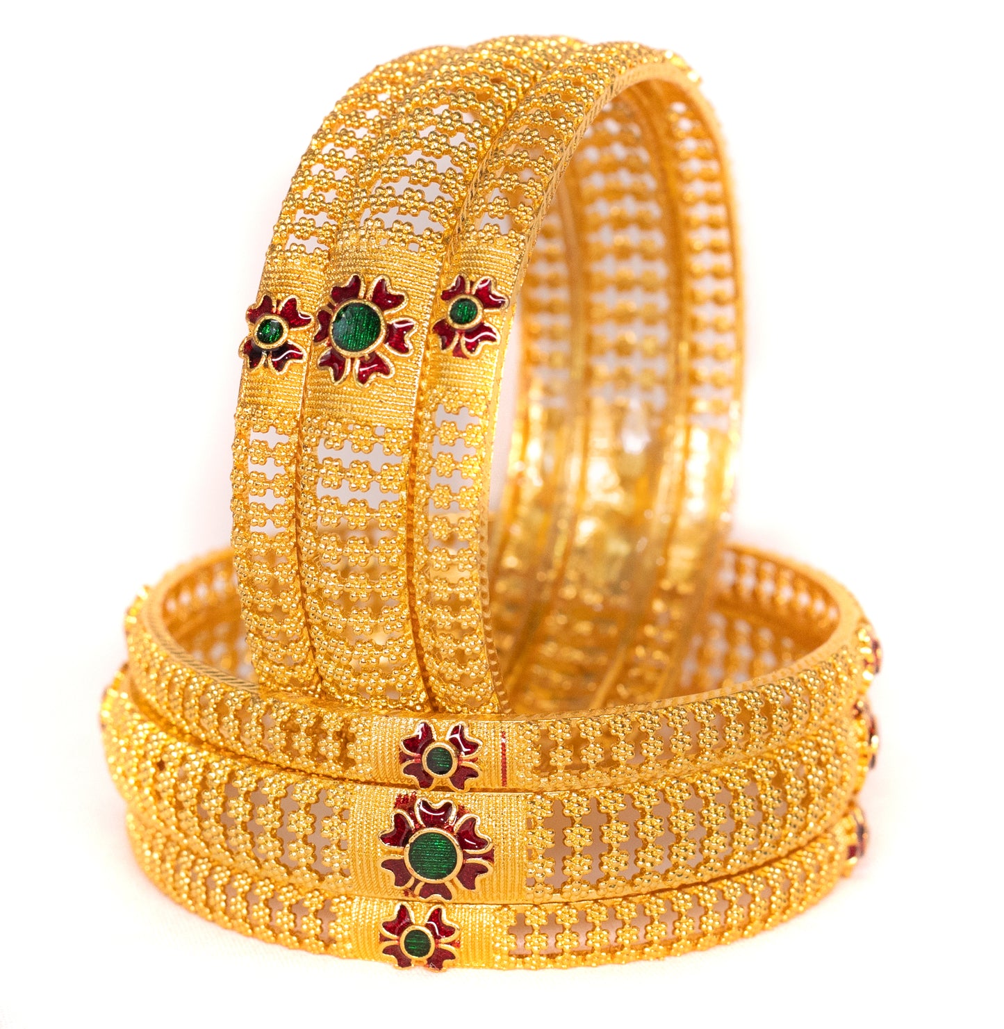 Hand Work Gold Brass BanglesKada Set