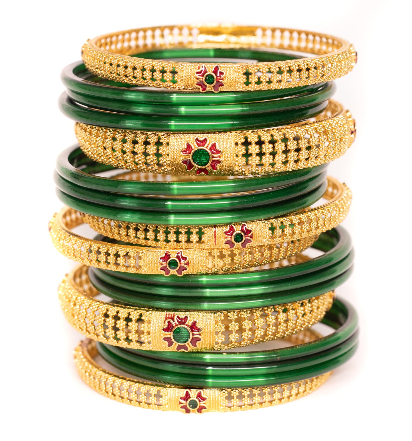 Hand Work Gold Brass BanglesKada Set