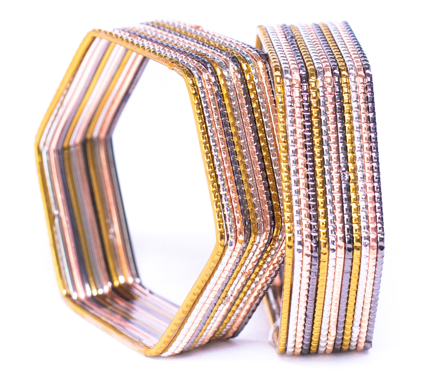 Swara Creations hexagon-shaped Multicolor metal bangles|copper, oxidised(Sku381)