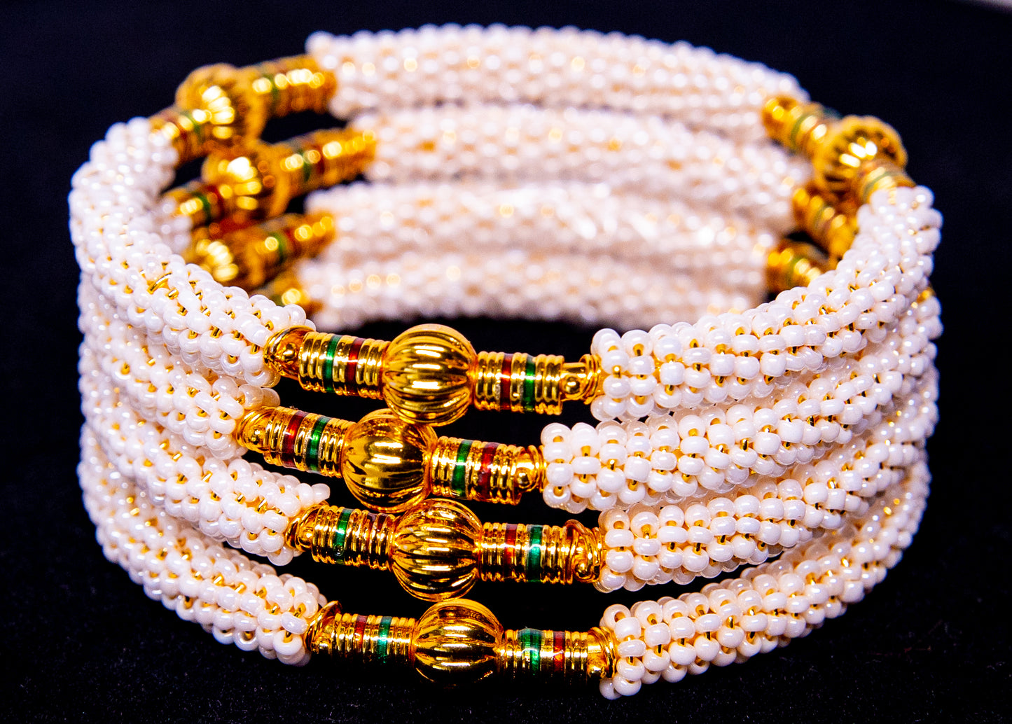 Stone Gold Metal Bangles Set
