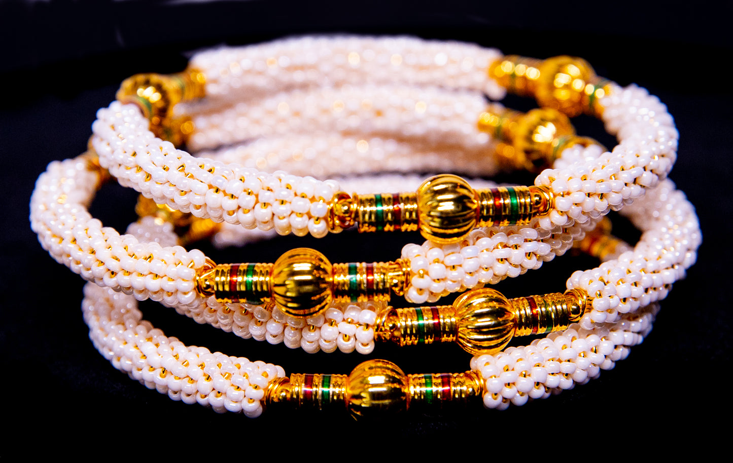 Stone Gold Metal Bangles Set