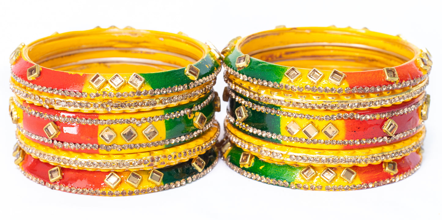 zircon work Multicolor Metal bangles Set