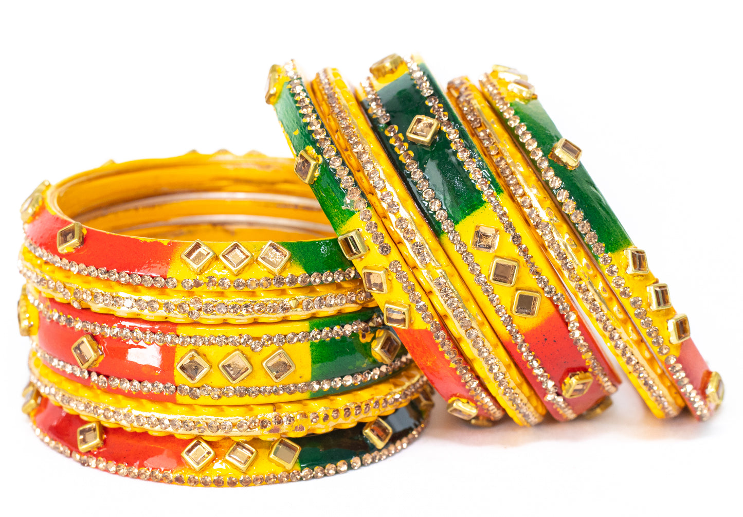 zircon work Multicolor Metal bangles Set