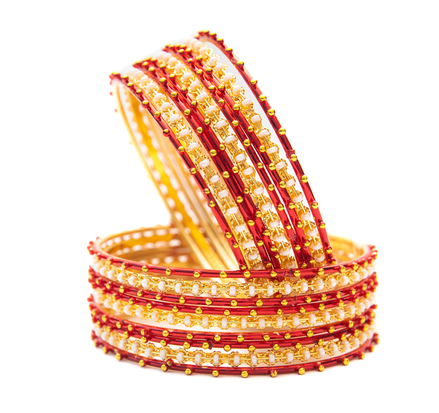 Stone Gold Plated Metal Bangles Set