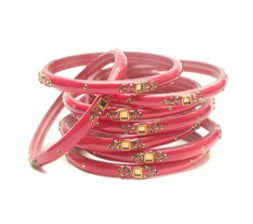 Swara Creations Glass Bangles with Zirconia & Gemstonwork and Glossy Finished Kada Set For Women and Girls(SKU163)