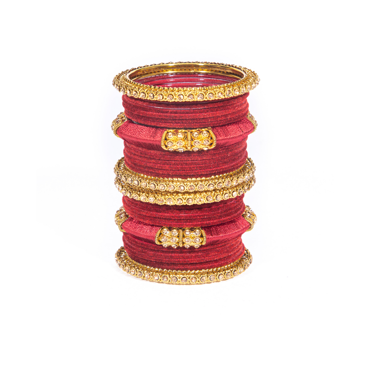Swara Creations Metal Velvet Bangles Set with Zircon and Silk Thread Work kadas | for Women & Girls (Set of 30 pcs)(SKU176)