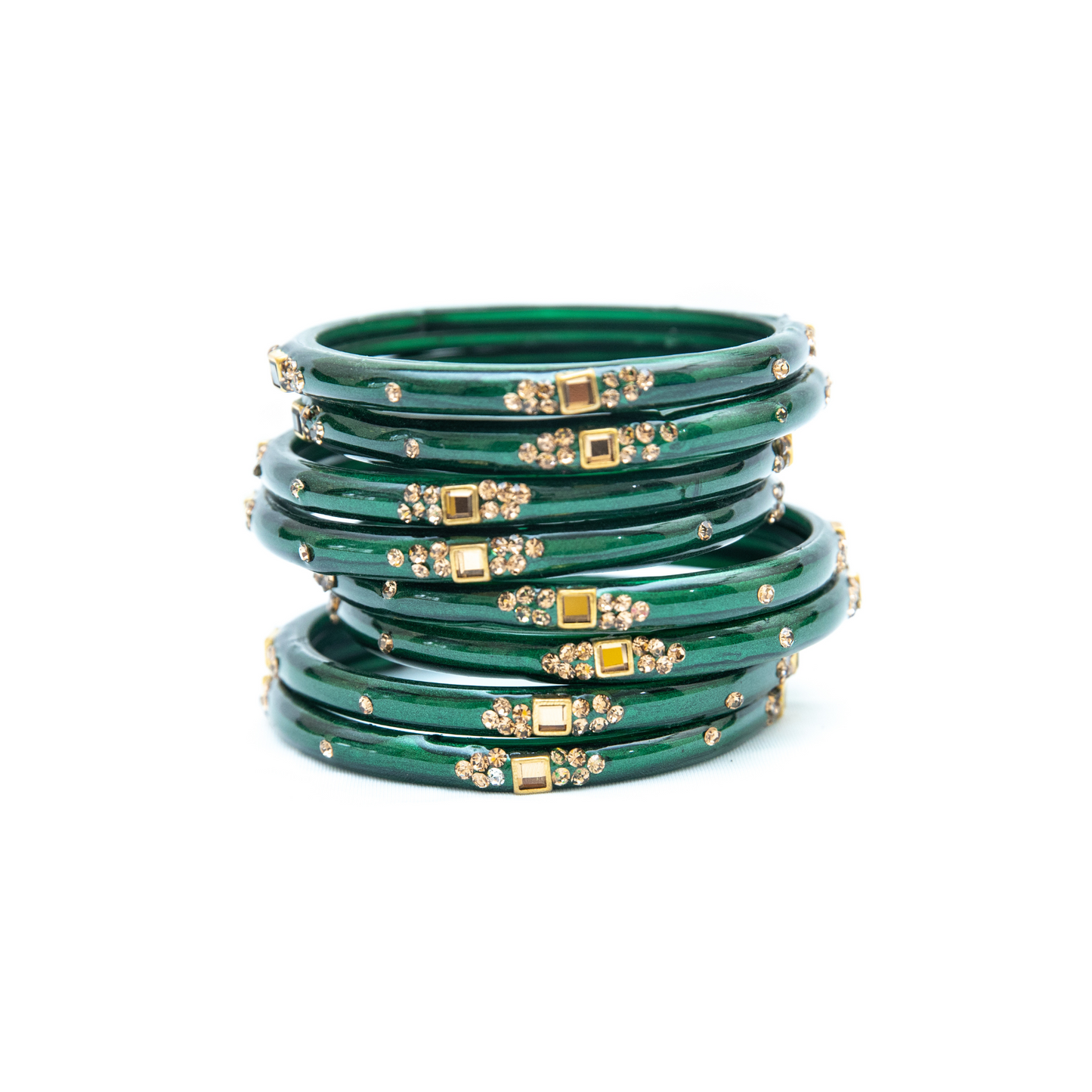 Swara Creations Glass Bangles with Zirconia & Gemstonwork and Glossy Finished Kada Set For Women and Girls(SKU163)