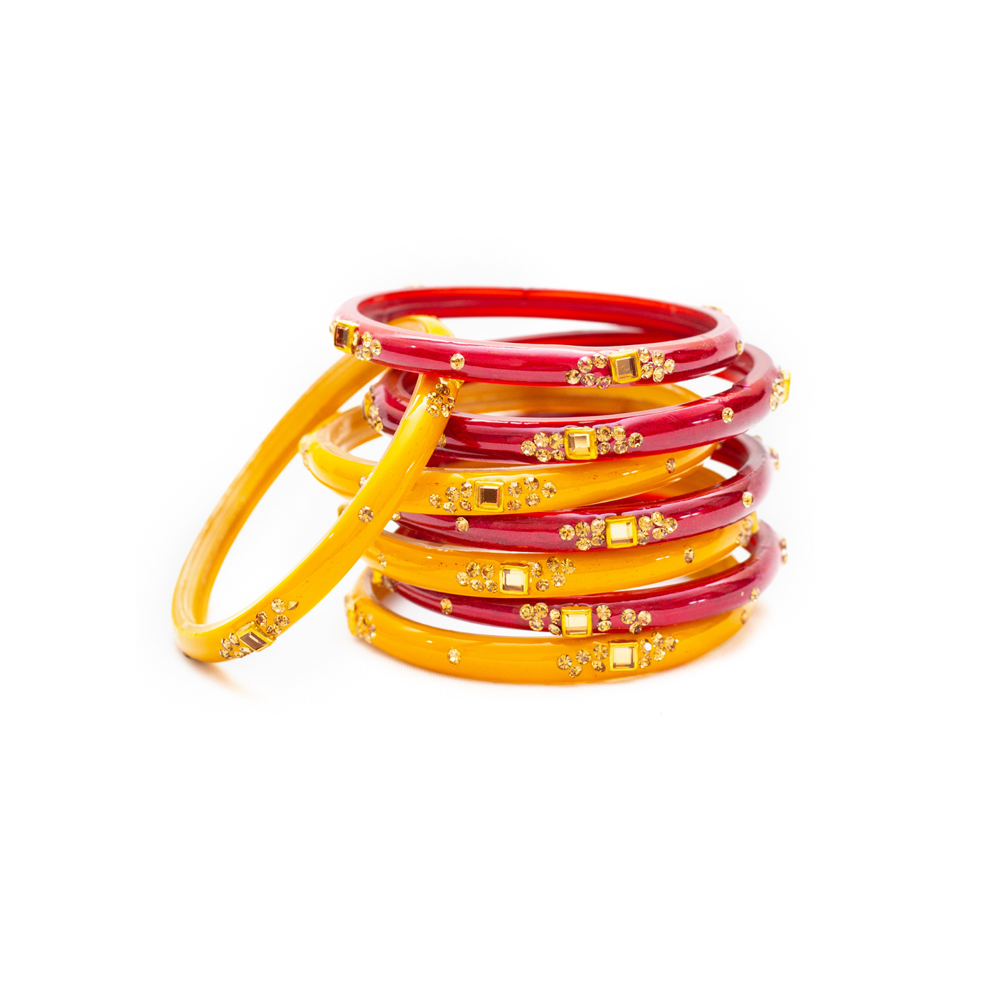 Swara Creations Glass Bangles with Zirconia & Gemstonwork and Glossy Finished Kada Set For Women and Girls(SKU163)