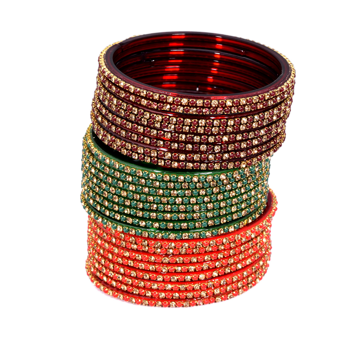 Stonework Multicolor Glass Bangles Set