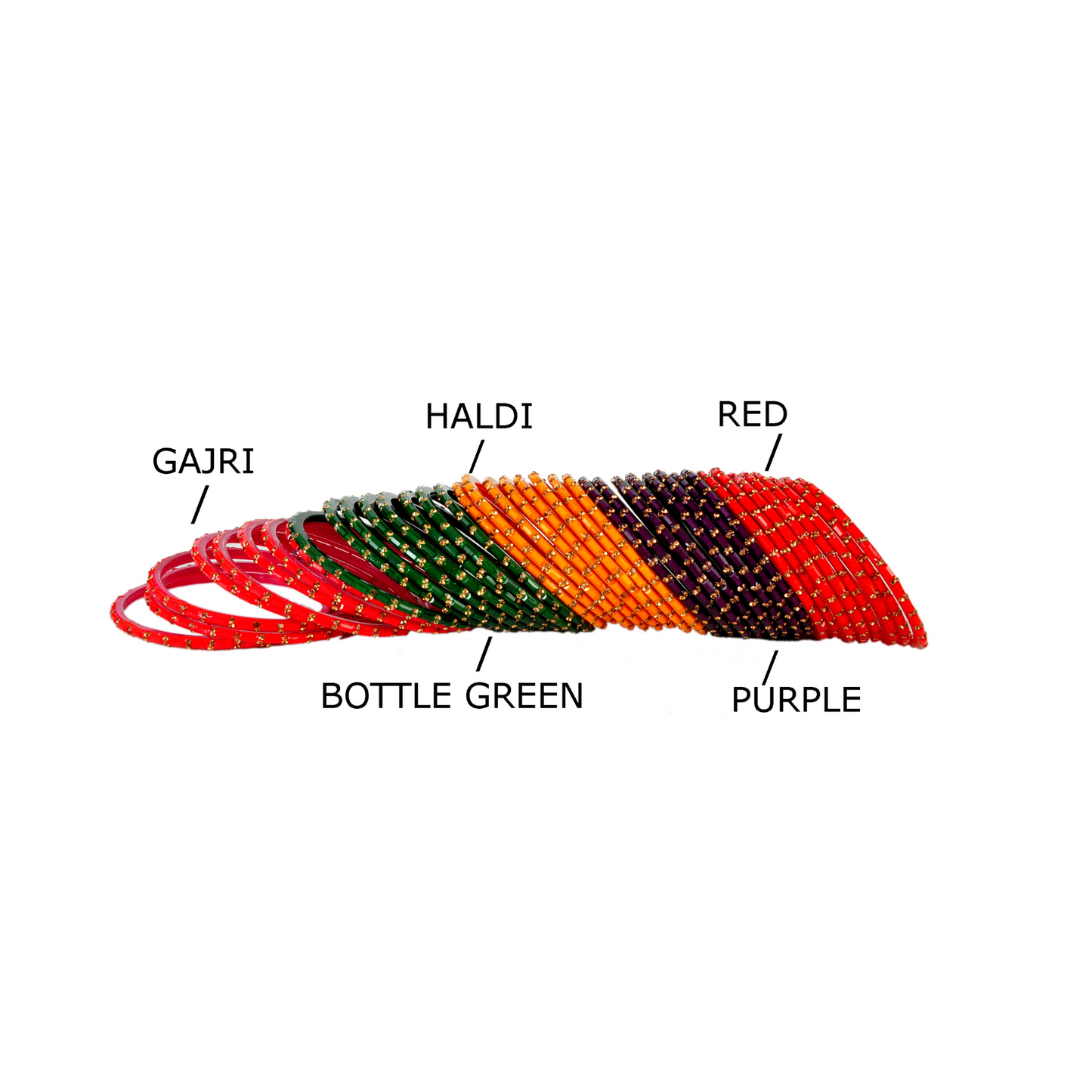 Swara Creations Glass Bangles Set in Red Green Gajri Purple Yellow Color for Women & Girls(SKU262)