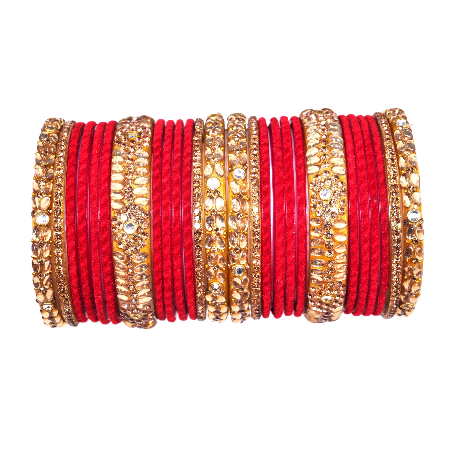 Swara Creations Red Glass Bangles for women/Velvet Red Slanting design bangles/Karwa Chauth Collection/Red Kach bangles Set for Women & Girls