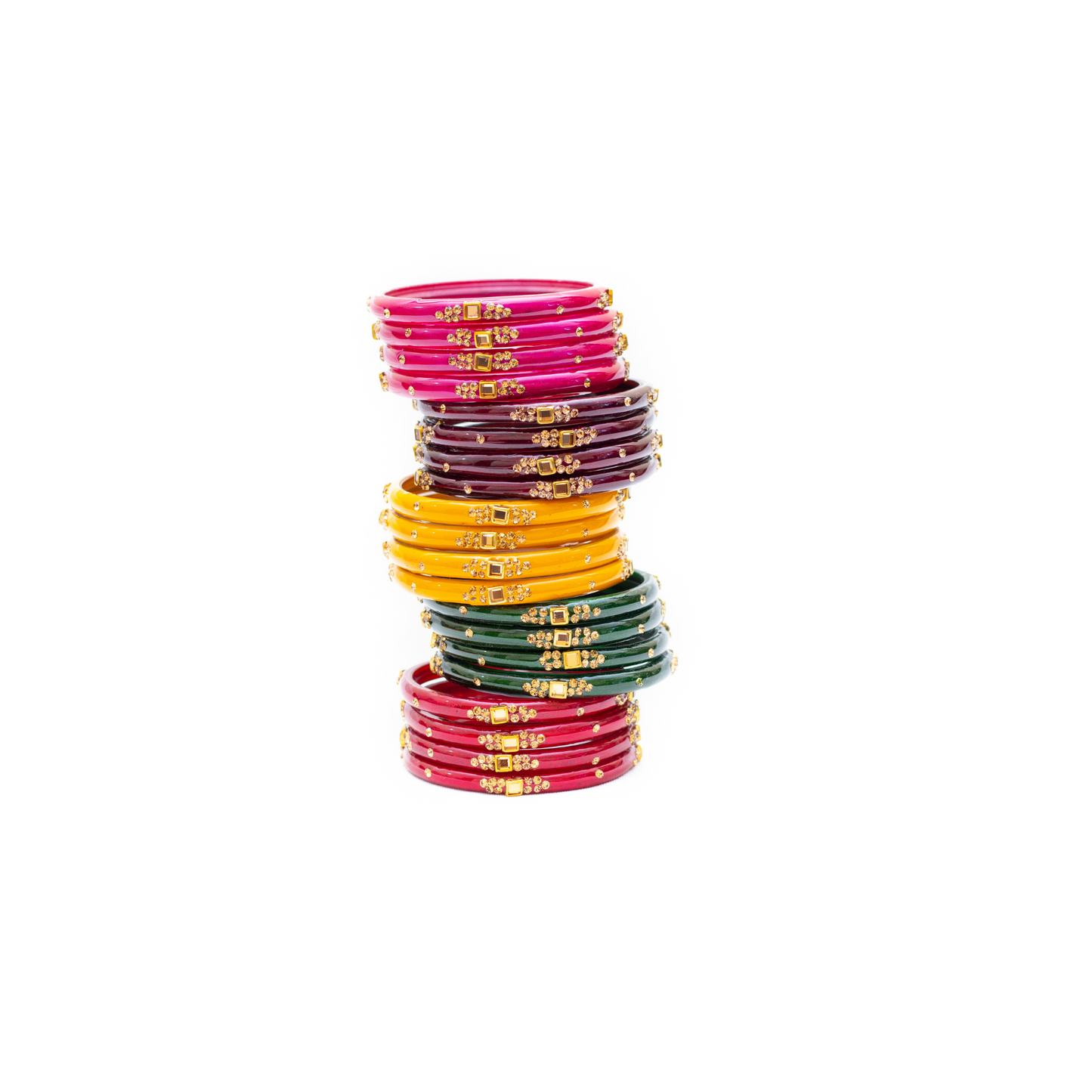 Swara Creations Glass Bangles with Zirconia & Gemstonwork and Glossy Finished Kada Set For Women and Girls(SKU163)