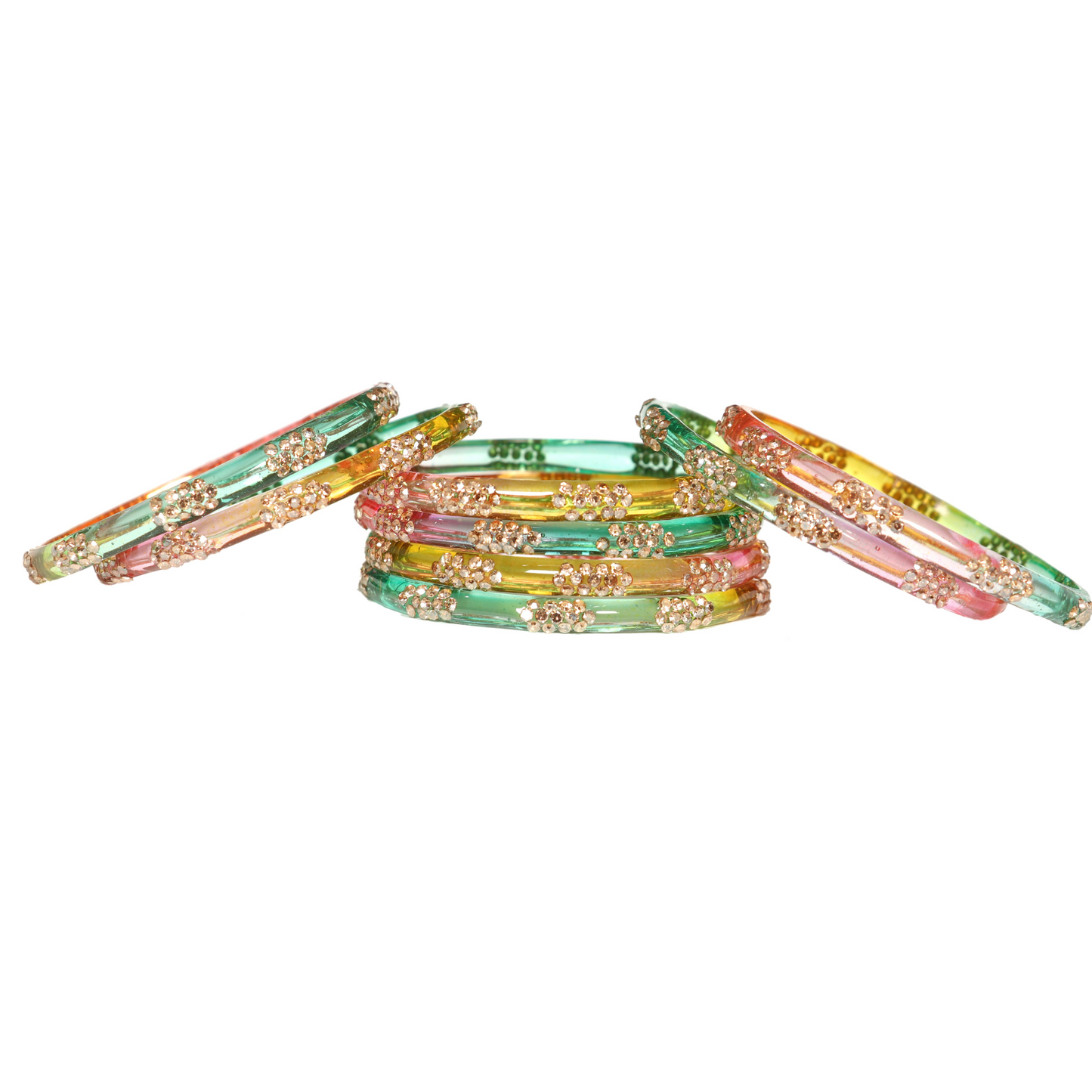 Swara Creations Designer Crystal Bangles for Women/ glossy finished bangles with Silver stonework bangles for women & girls(SKU265)