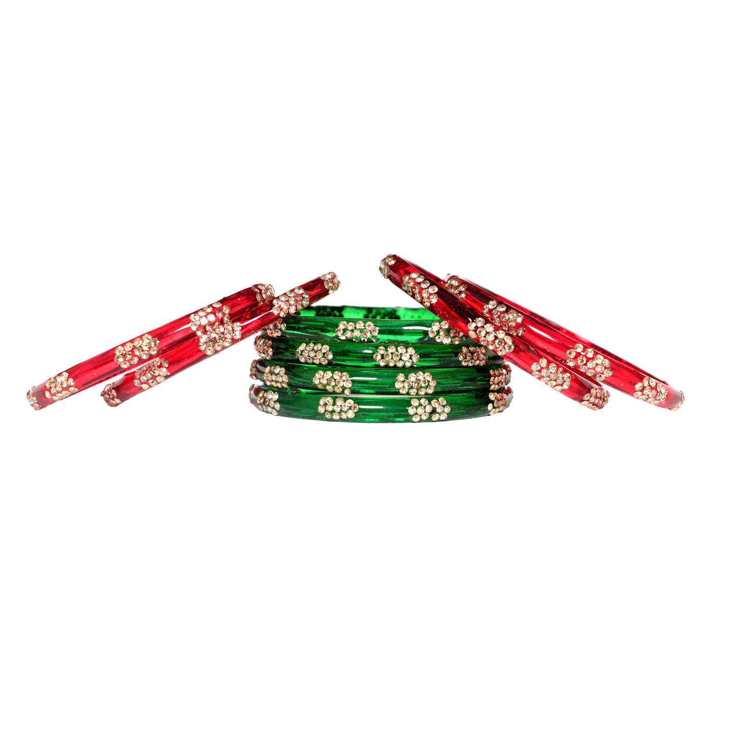 Swara Creations Designer Crystal Bangles for Women/ glossy finished bangles with Silver stonework bangles for women & girls(SKU265)