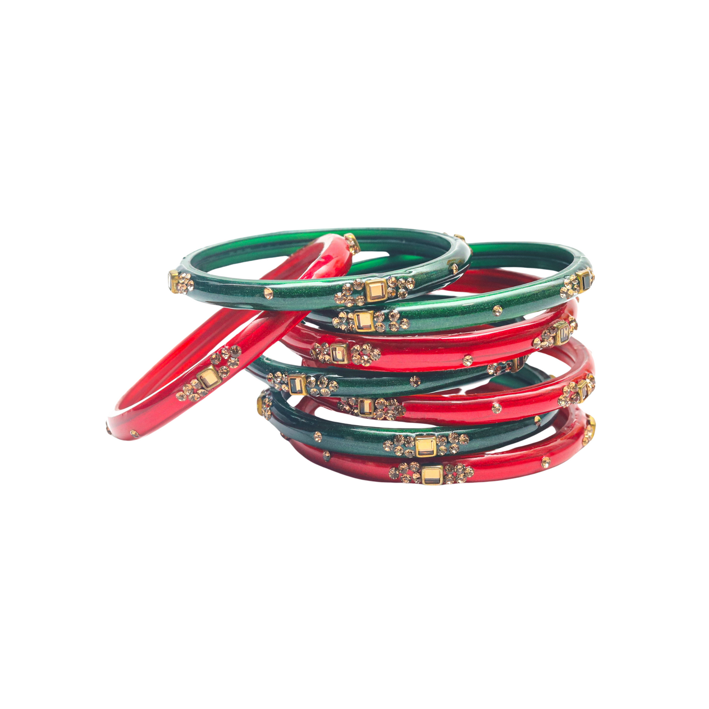 Swara Creations Glass Bangles with Zirconia & Gemstonwork and Glossy Finished Kada Set For Women and Girls(SKU163)