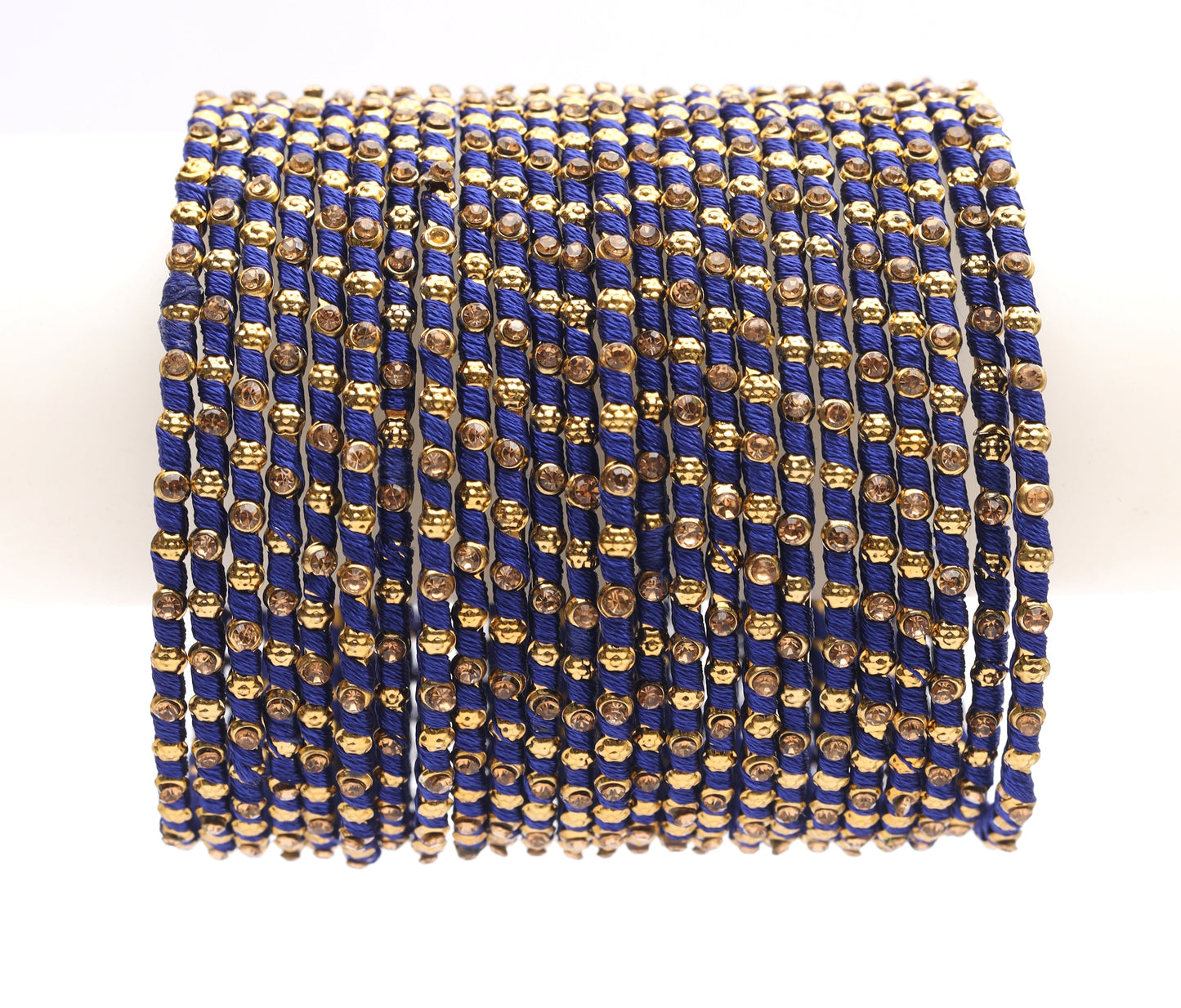 Multicolor Silk Thread Metal Bangle Set