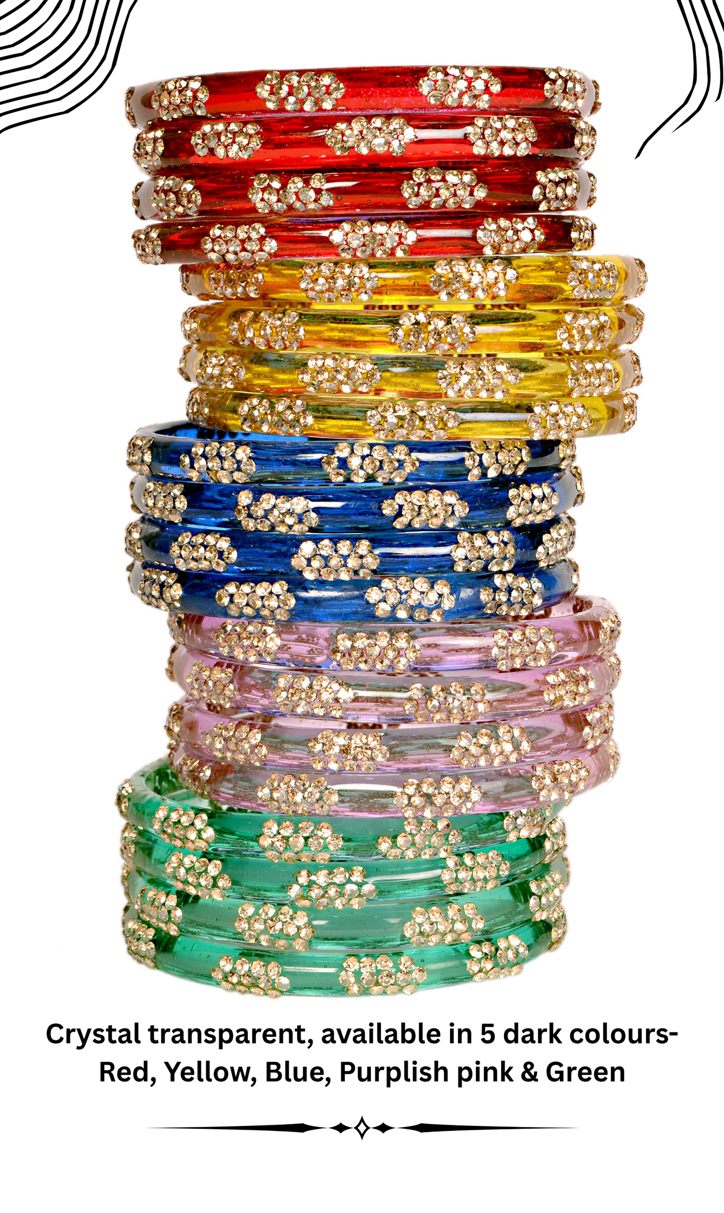 Crystal Multicolor Glass Kadas Set