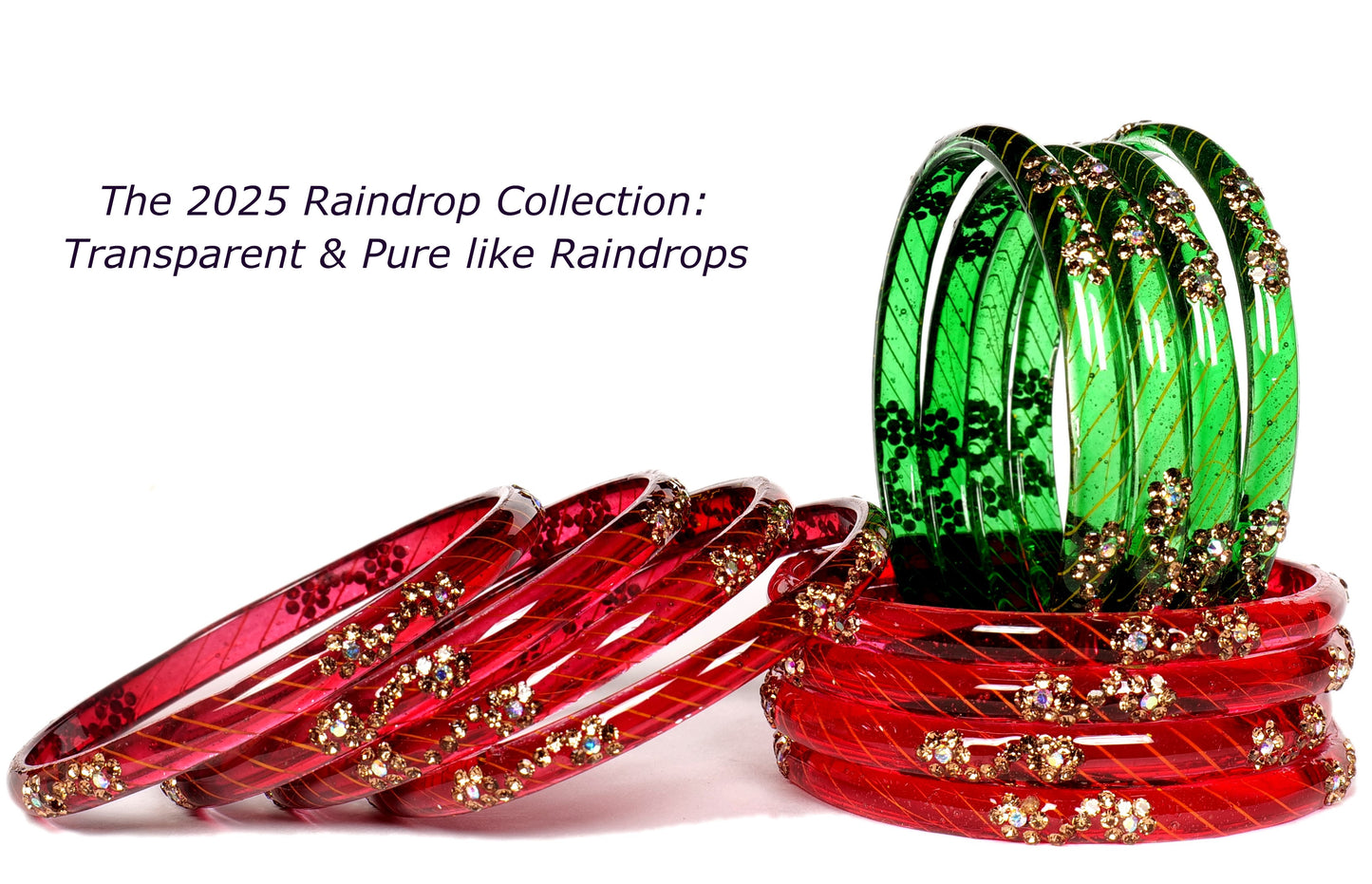 Swara Creations Red Green Mehrun Color Bangles for Women/Studded with Golden stonework/Crystal bangles (12Pcs)
