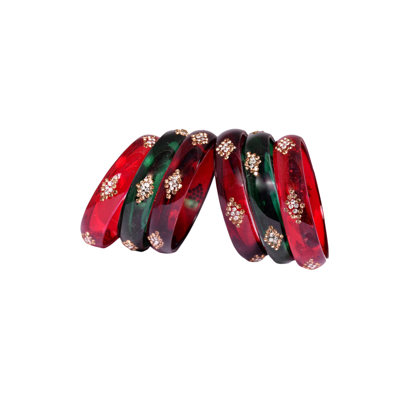 Swara Creations Traditional Bangles Set |Glass Kade in Crystal Glossy Finish with Zircon on it| Glossy Bangles Kada for Women & Girls(Set of 6)(SKU075)