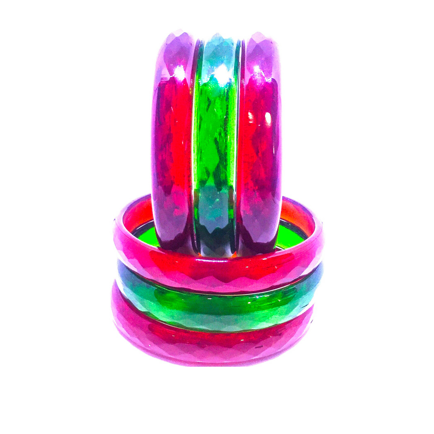 Swara Creations Traditional Bangles Set |Glass Kade in Crystal Glossy Finish with Zircon on it| Glossy Bangles Kada for Women & Girls(Set of 6)(SKU075)