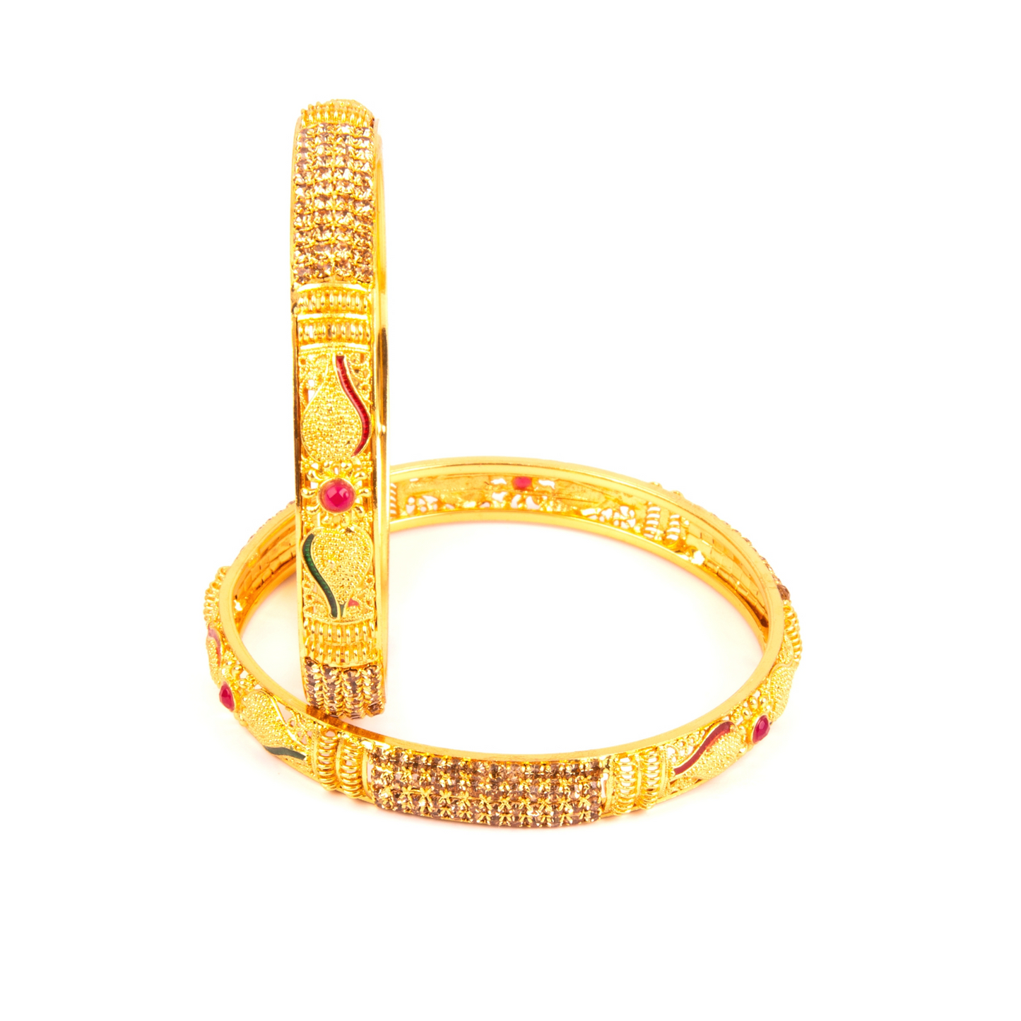 Swara Creations Golden Brass Kadas studded with Zircon for Women & Girls(sku103)