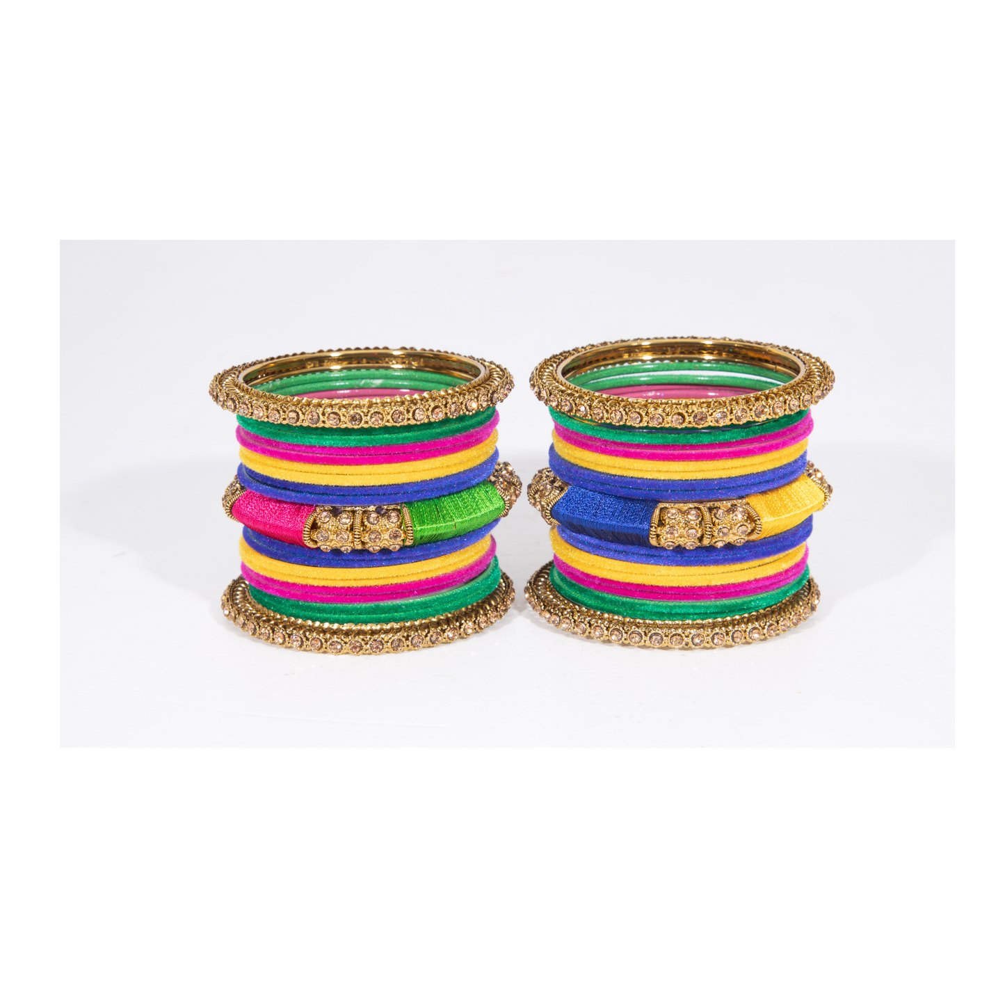 Swara Creations Metal Velvet Bangles Set with Zircon and Silk Thread Work kadas | for Women & Girls (Set of 30 pcs)(SKU176)