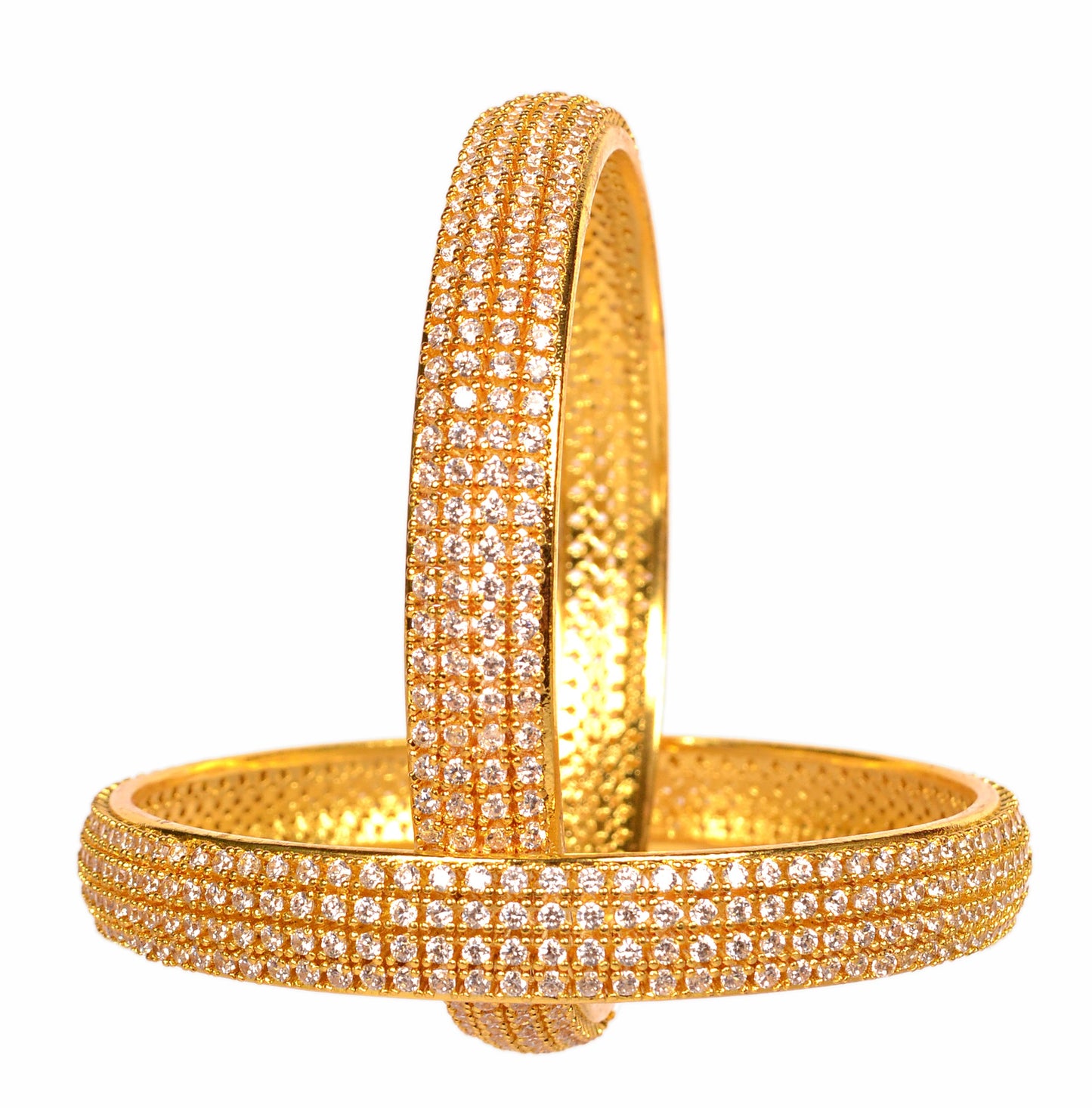 Swara Creations Gold Plated Bangles/Kadas/Brass-Metal Alloy & Diamond cutting stone-handwork/Designer bangles kadas/AD work/Set of 2 for women & girls(SKU272)