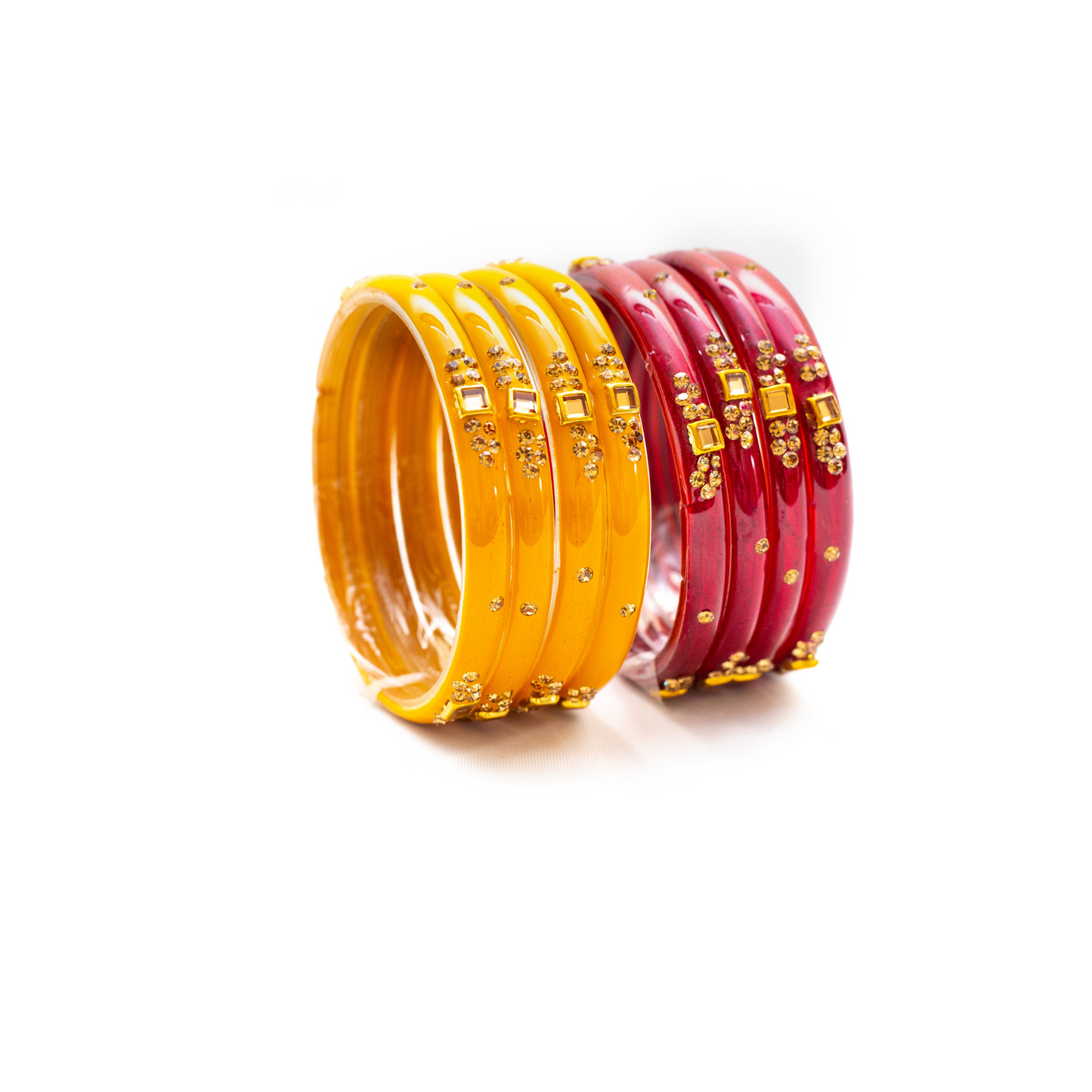 Swara Creations Glass Bangles with Zirconia & Gemstonwork and Glossy Finished Kada Set For Women and Girls(SKU163)