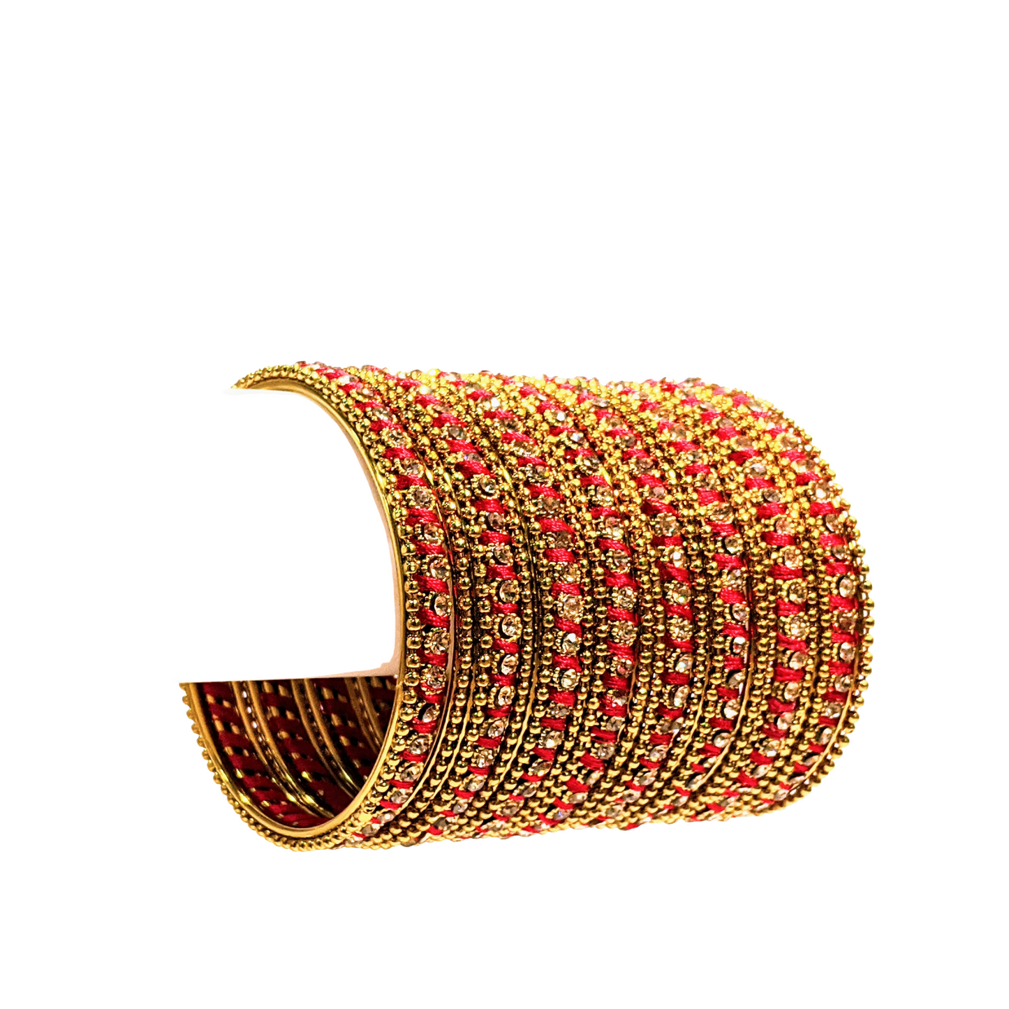 Swara Creations Metal Bangle set wrapped in silk threads with Golden stones for Women & Girls(24pcs)(SKU015)