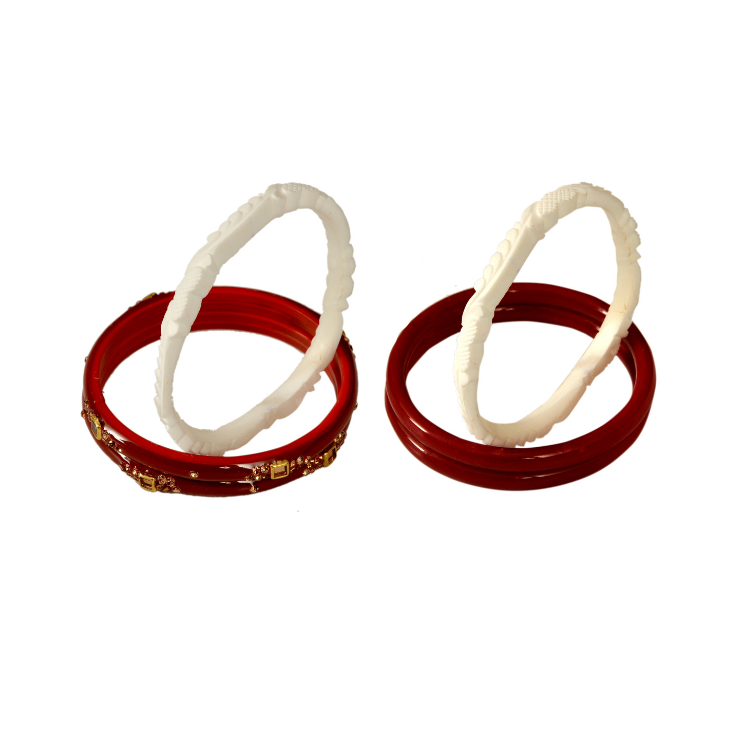 Swara Creations Red & White Bangles Set for size |Red & White Bengali Bangles| for Women & Girls(SKU261)