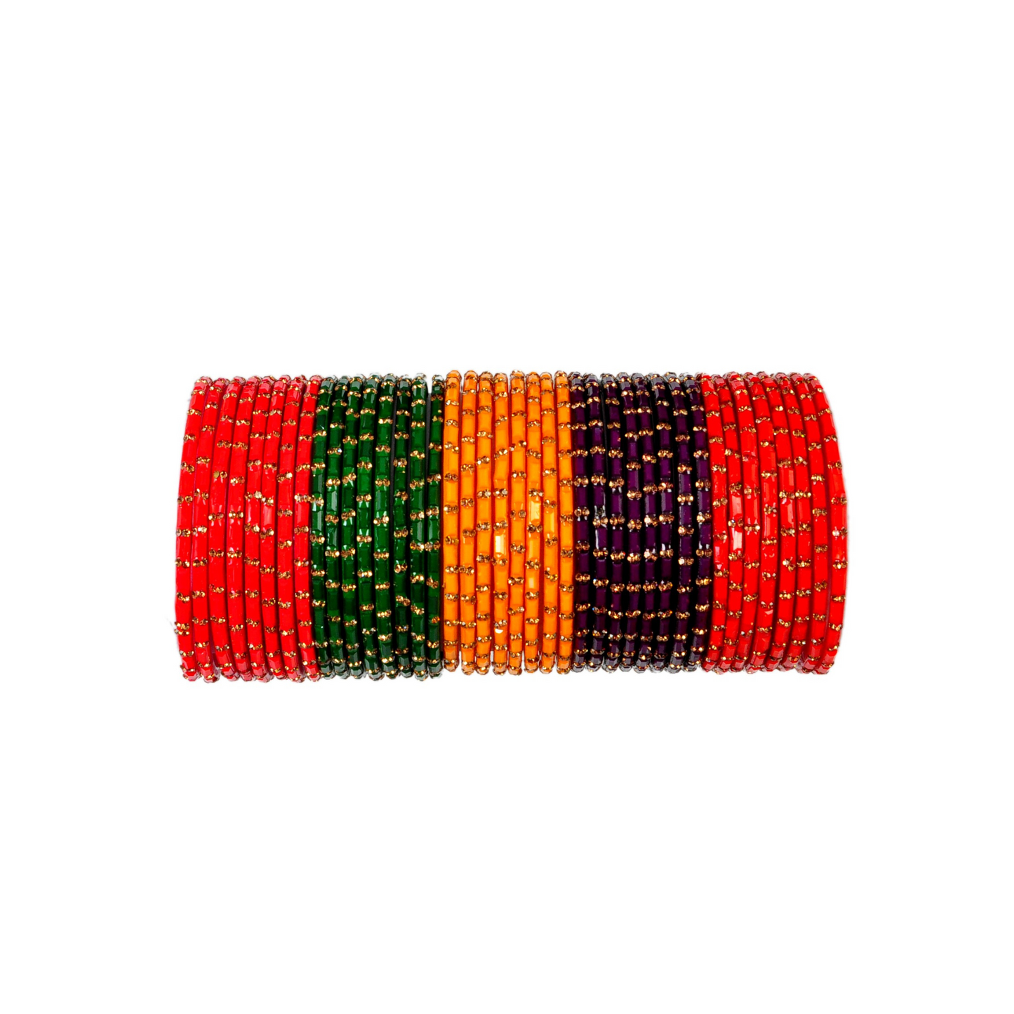 Swara Creations Glass Bangles Set in Red Green Gajri Purple Yellow Color for Women & Girls(SKU262)