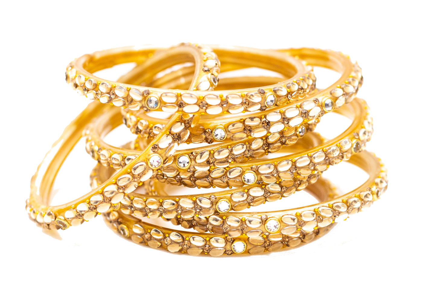 Zircon Golden Glass Bangles Set