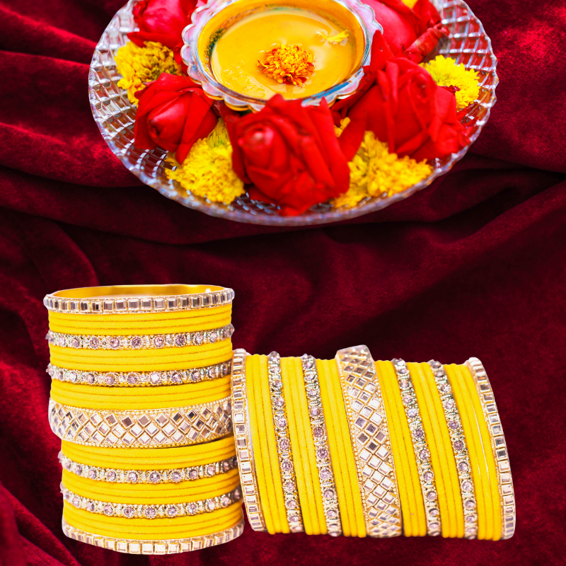 Swara Creations Traditional Red Metal velvet bangles Set with Kundan & Zircon Kadas for Women and Girls|Perfect for Wedding & Festival (25 Pc)