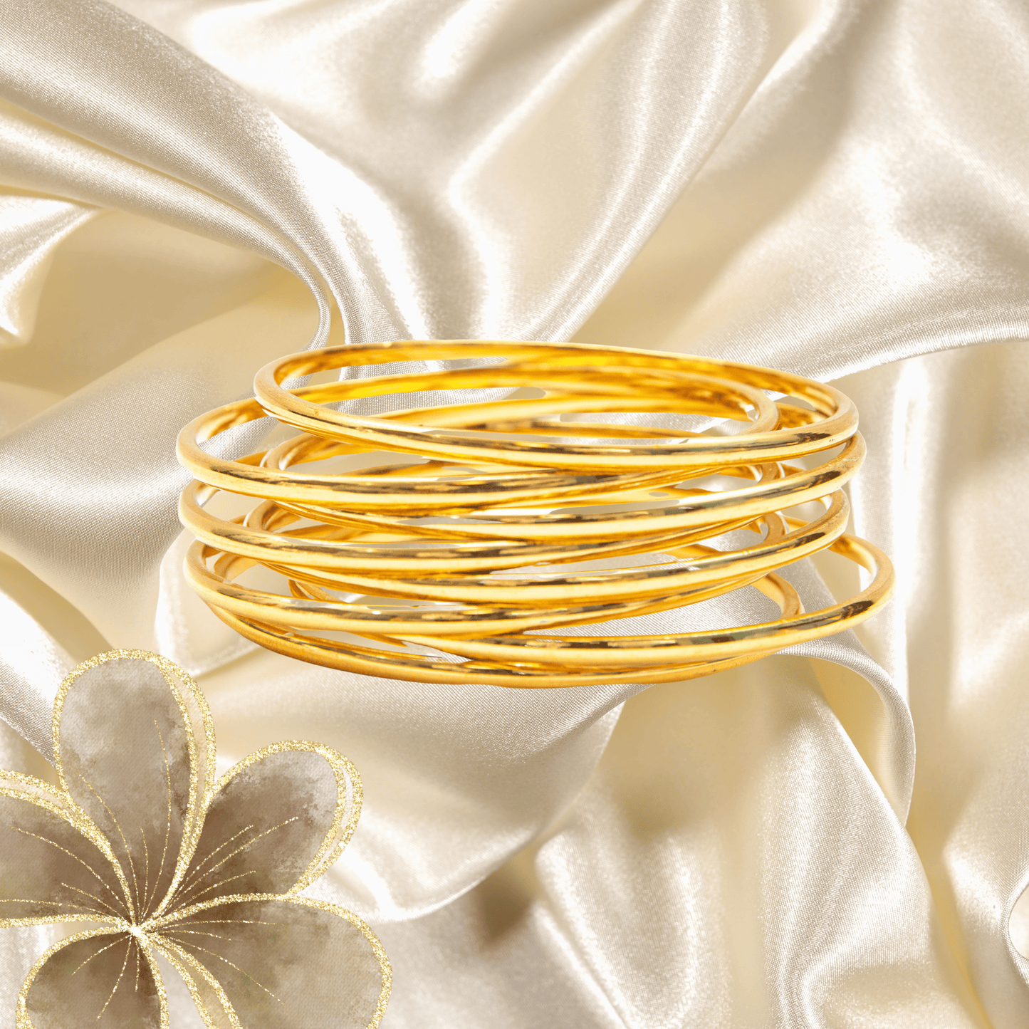 Clasp type Golden Metal Bangles Set