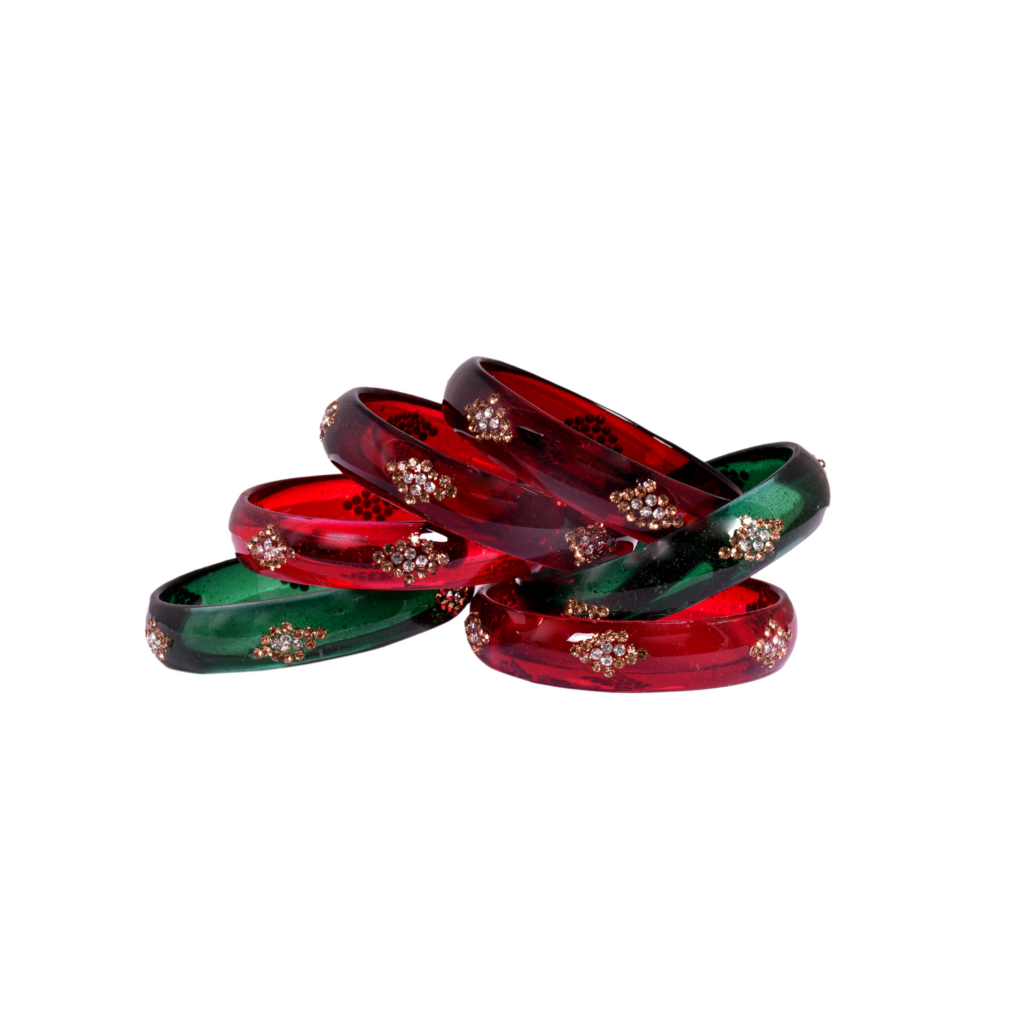 Swara Creations Traditional Bangles Set |Glass Kade in Crystal Glossy Finish with Zircon on it| Glossy Bangles Kada for Women & Girls(Set of 6)(SKU075)
